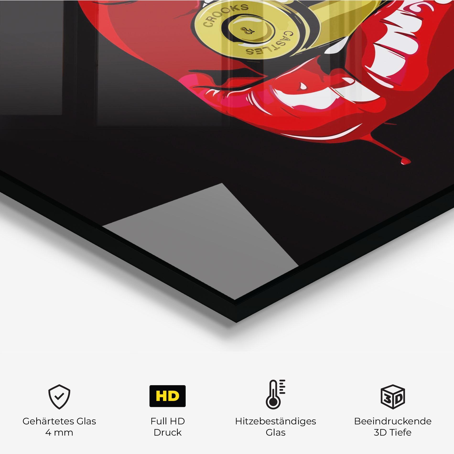 Küchenrückwand Glas Bullet Lips mockup 2