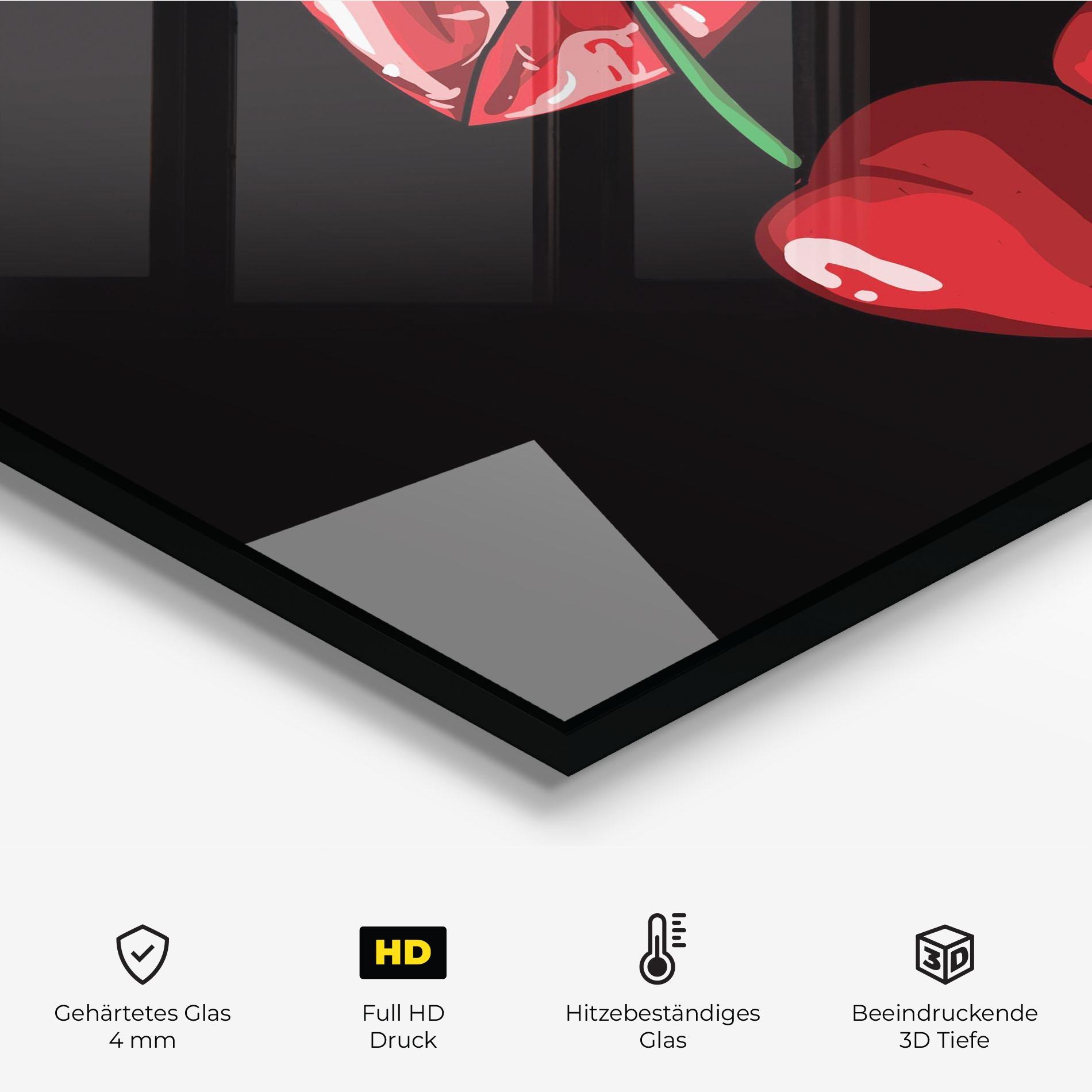Küchenrückwand Glas Cherry Lips mockup 2