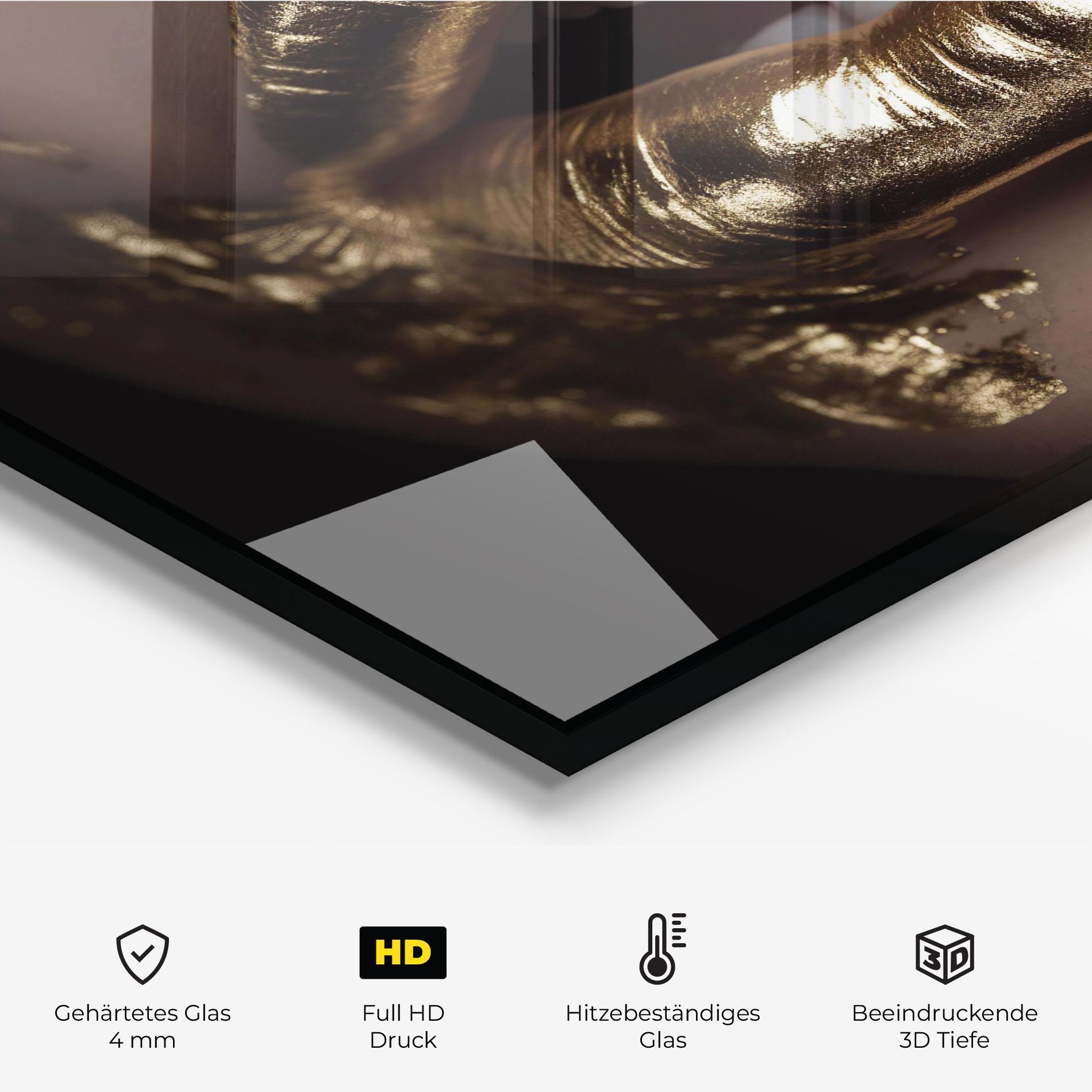 Küchenrückwand Glas Gold Lips mockup 2