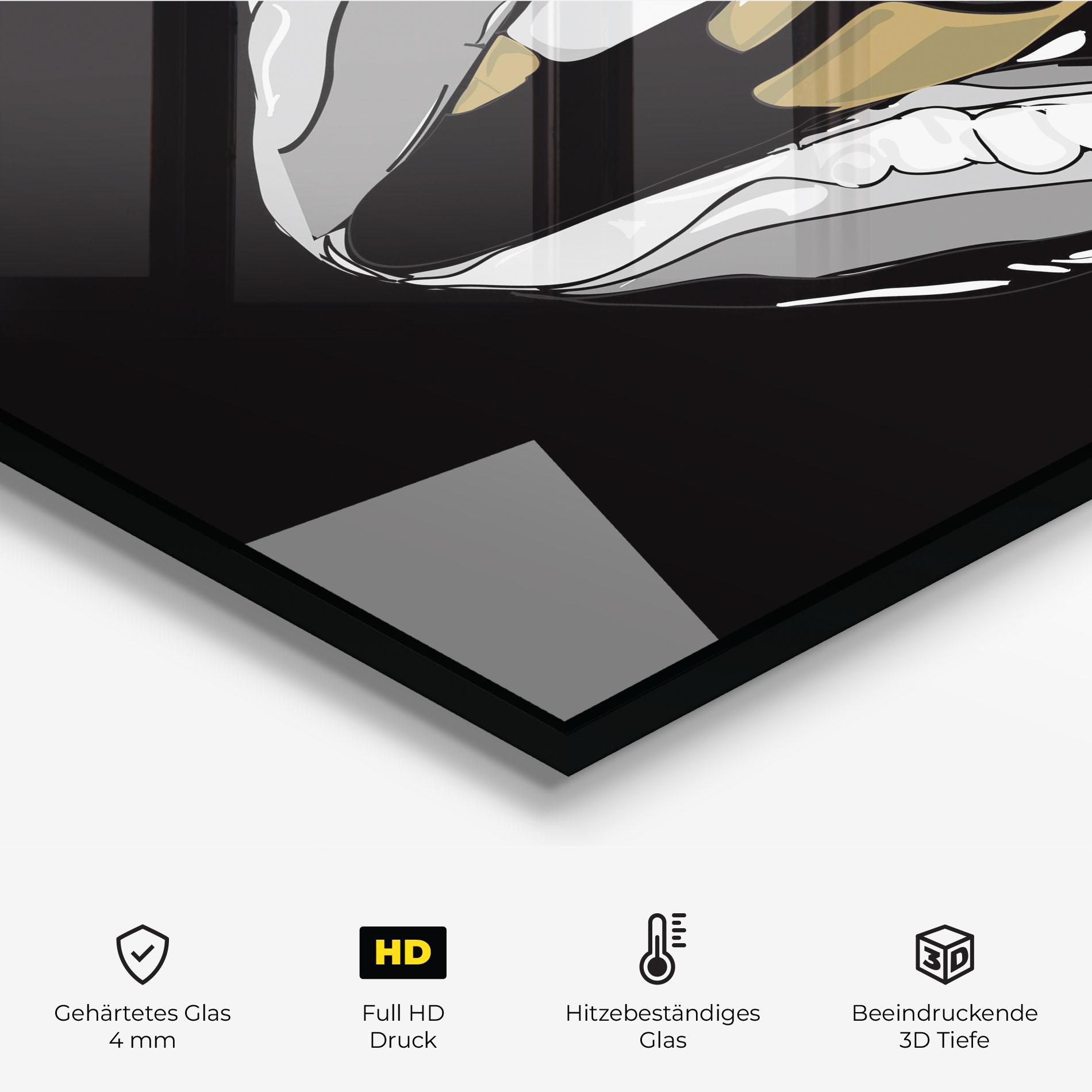 Küchenrückwand Glas Grey Bullet Lips mockup 2