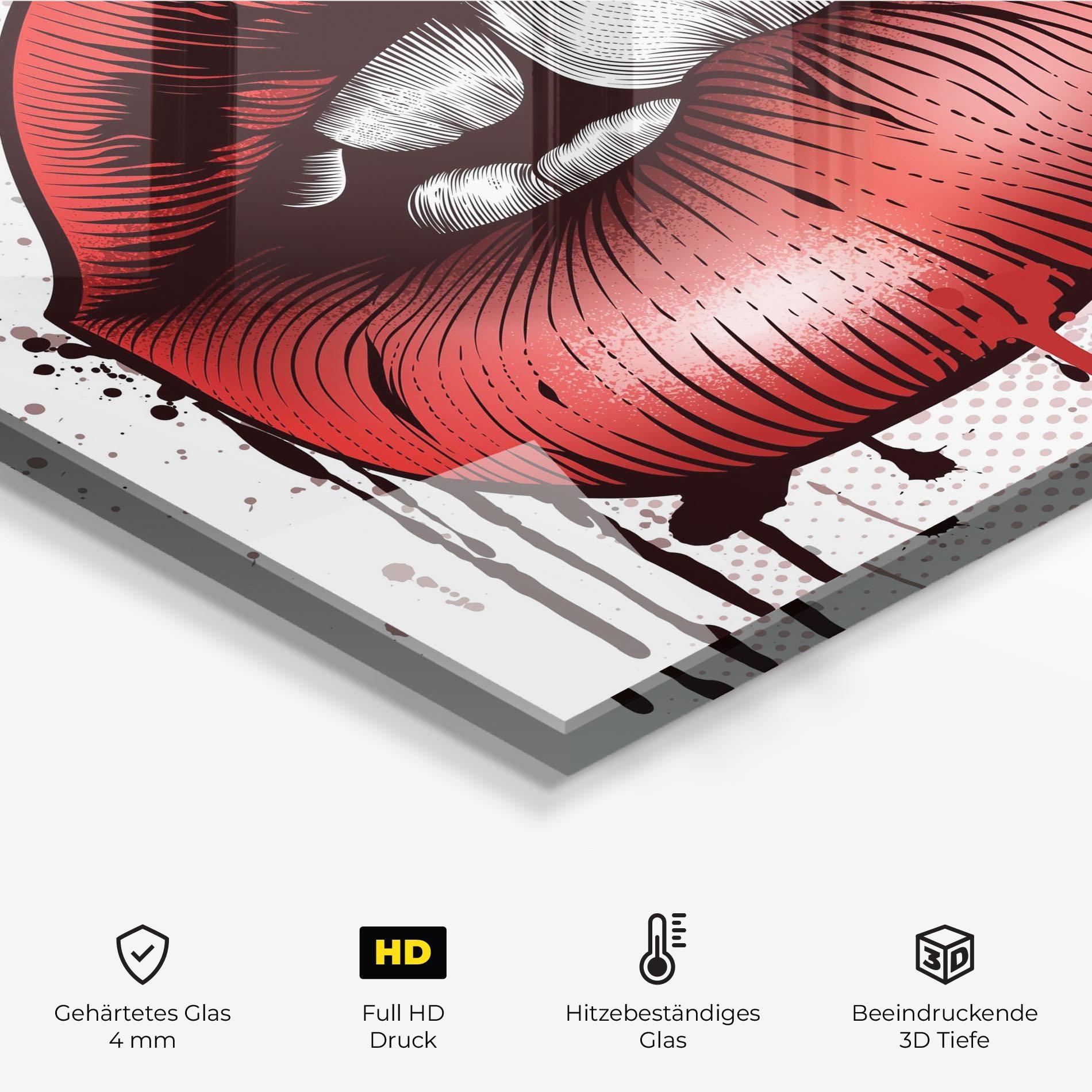 Küchenrückwand Glas Lips Pop Artistic mockup 2