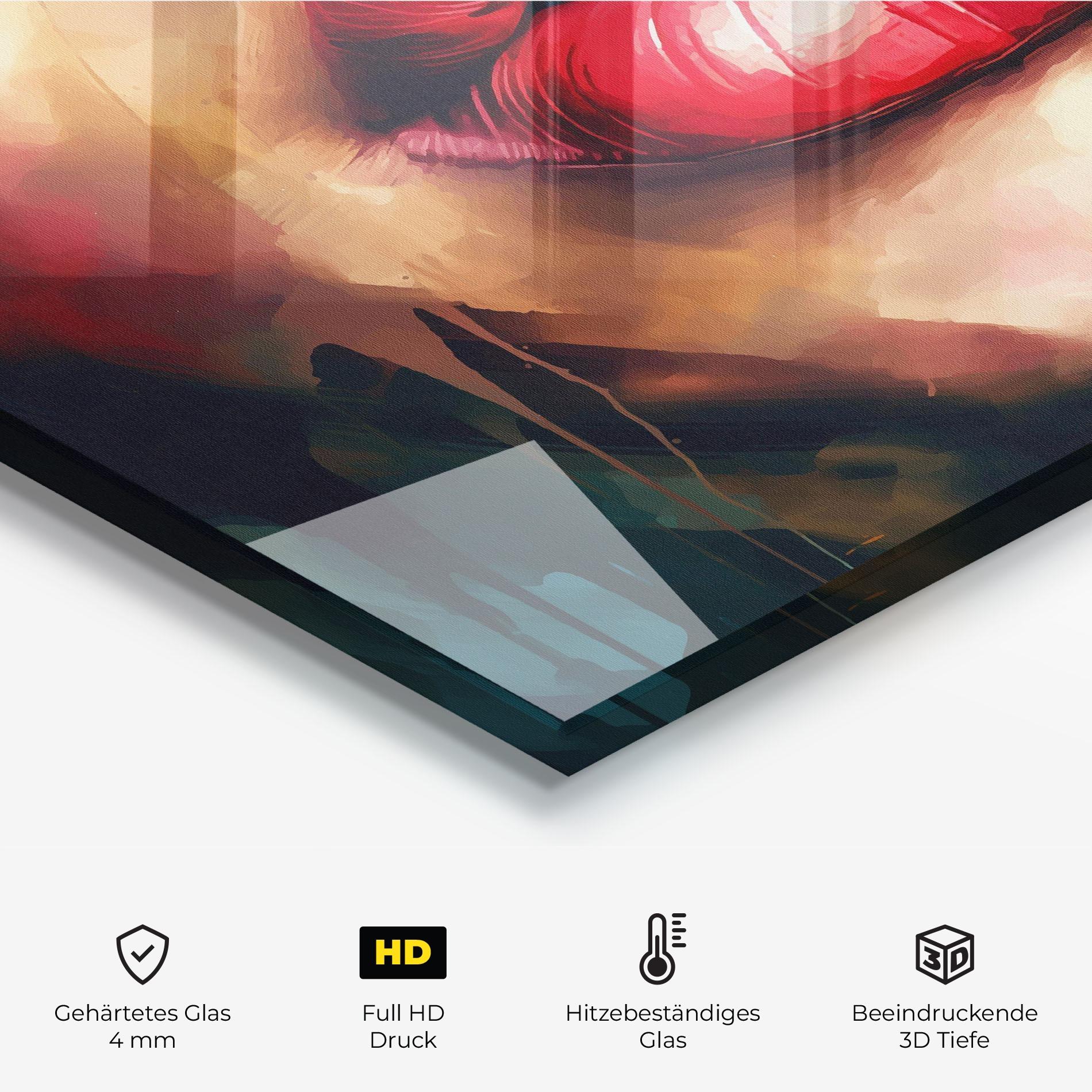 Küchenrückwand Glas Painting Texture Lips mockup 2