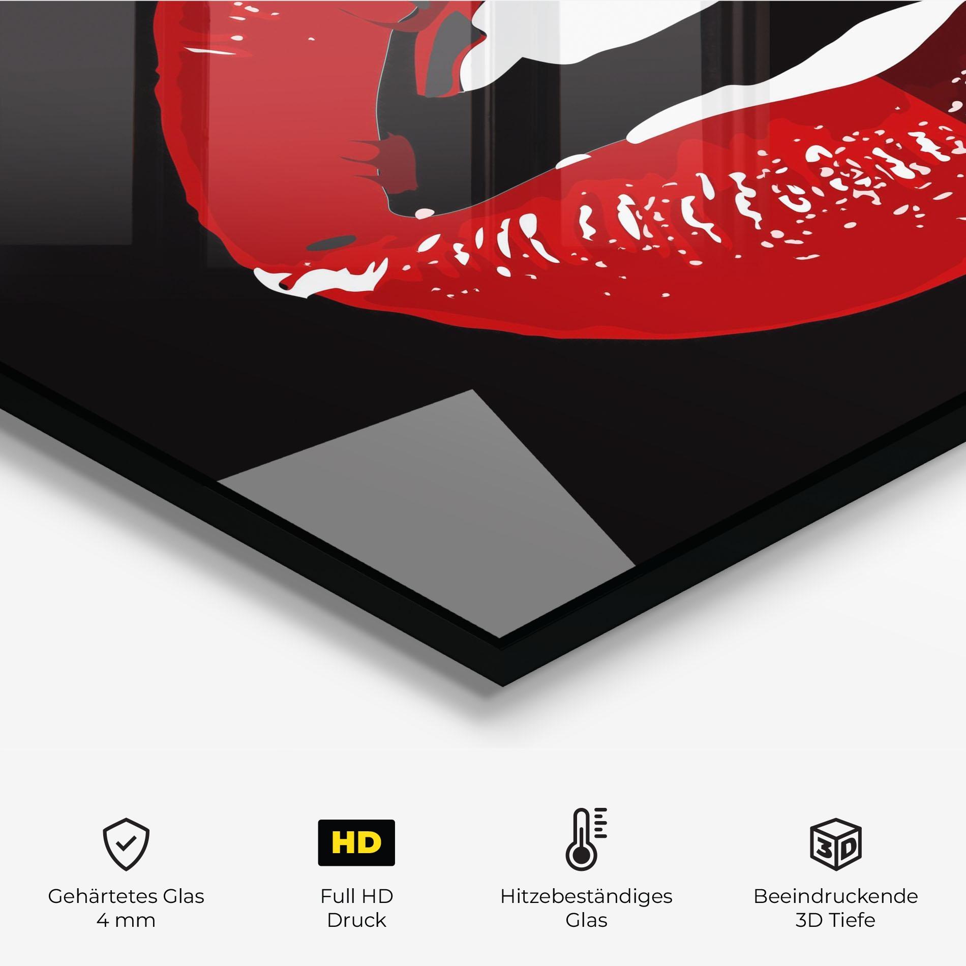 Küchenrückwand Glas Red Shade Lips mockup 2
