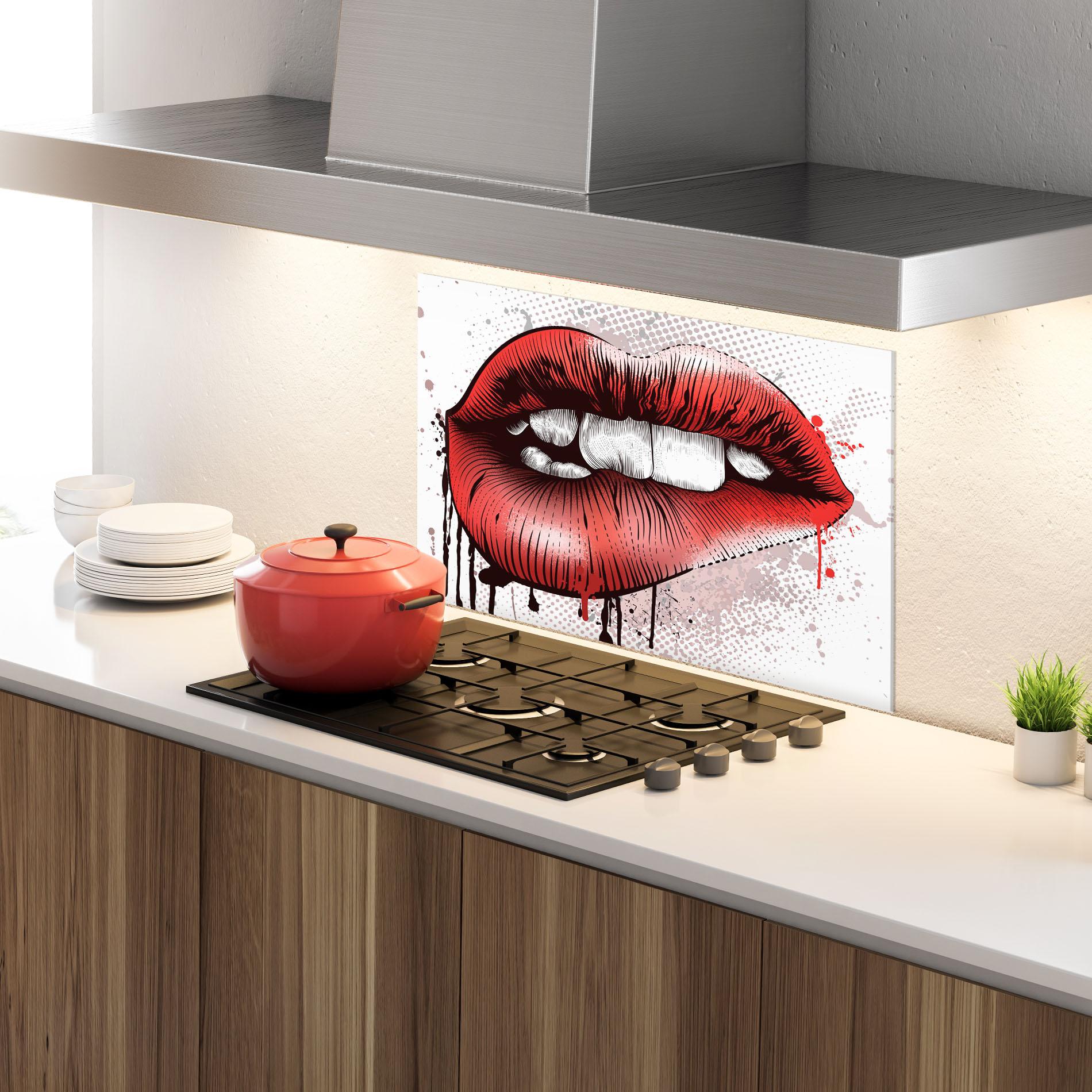 Küchenrückwand Glas Lips Pop Artistic mockup 4