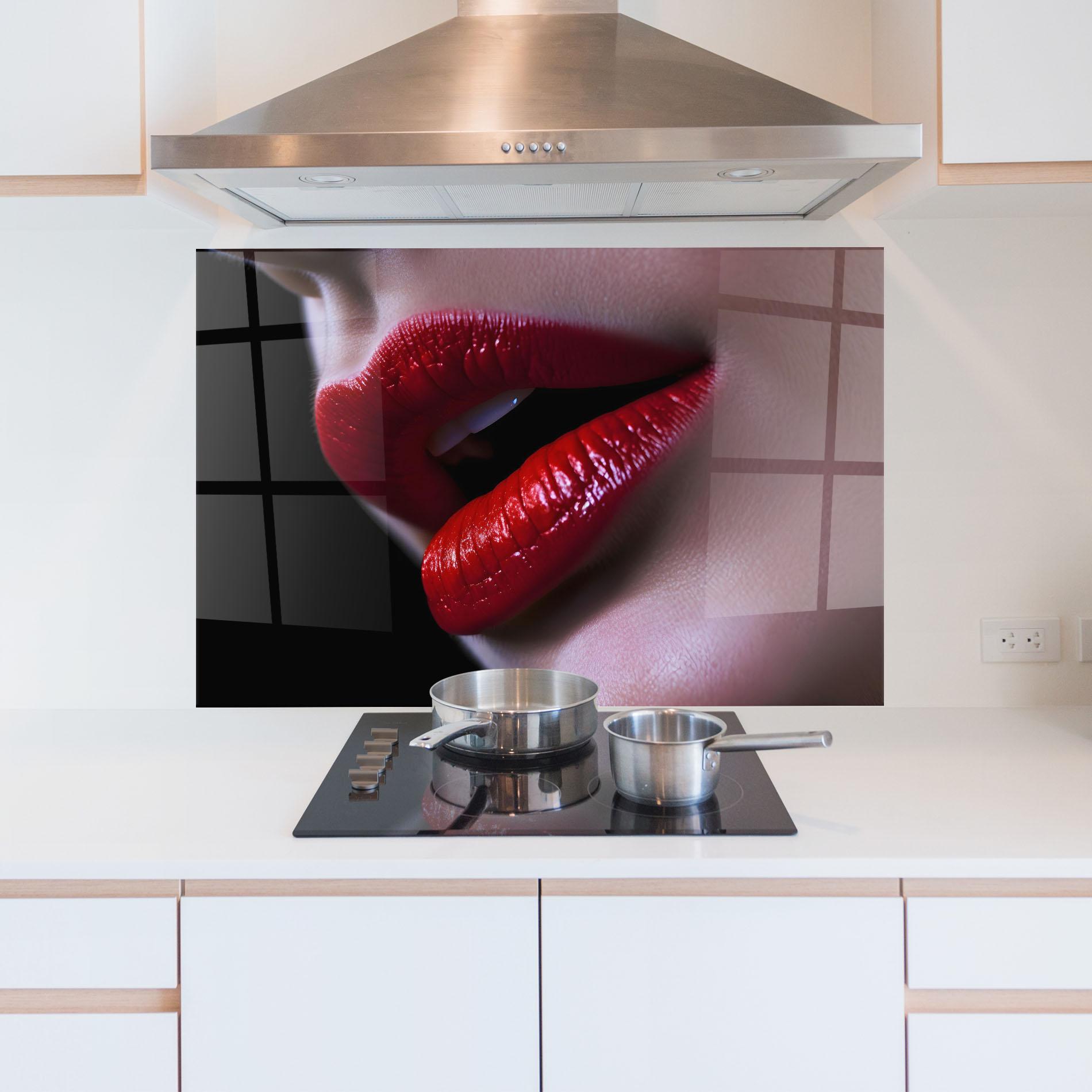 Küchenrückwand Glas Close Up Woman mockup 5