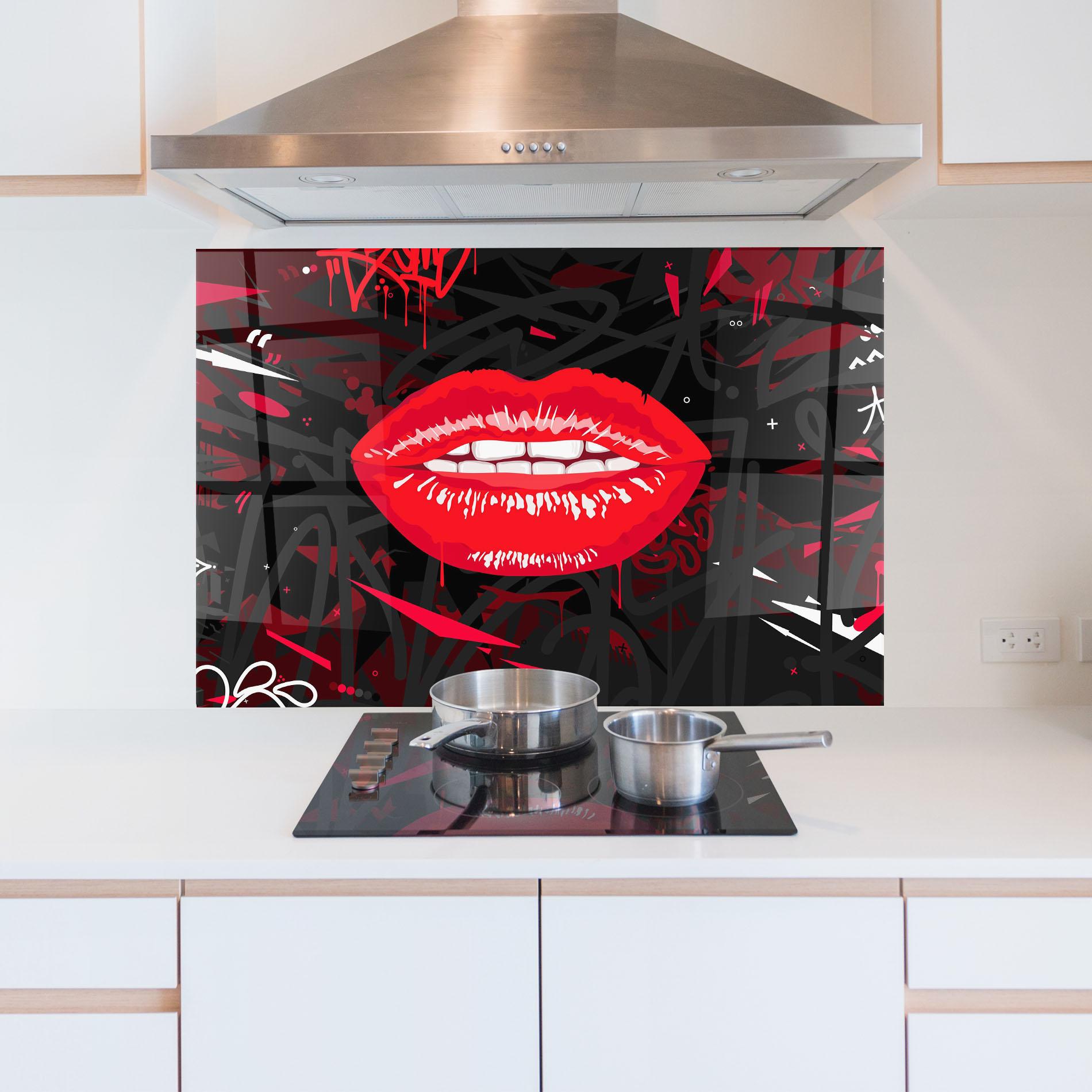 Küchenrückwand Glas Graff Lips mockup 5