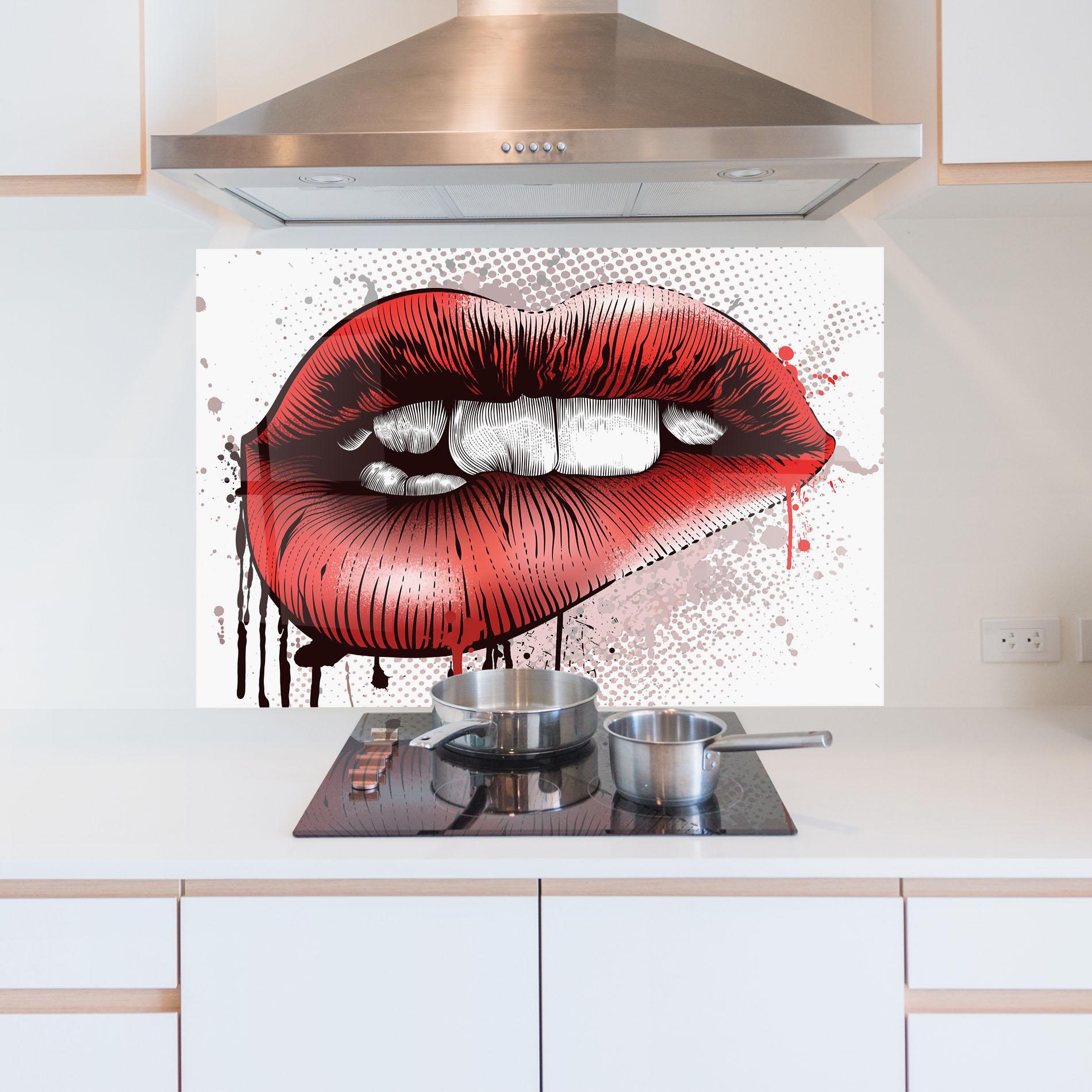 Küchenrückwand Glas Lips Pop Artistic mockup 5