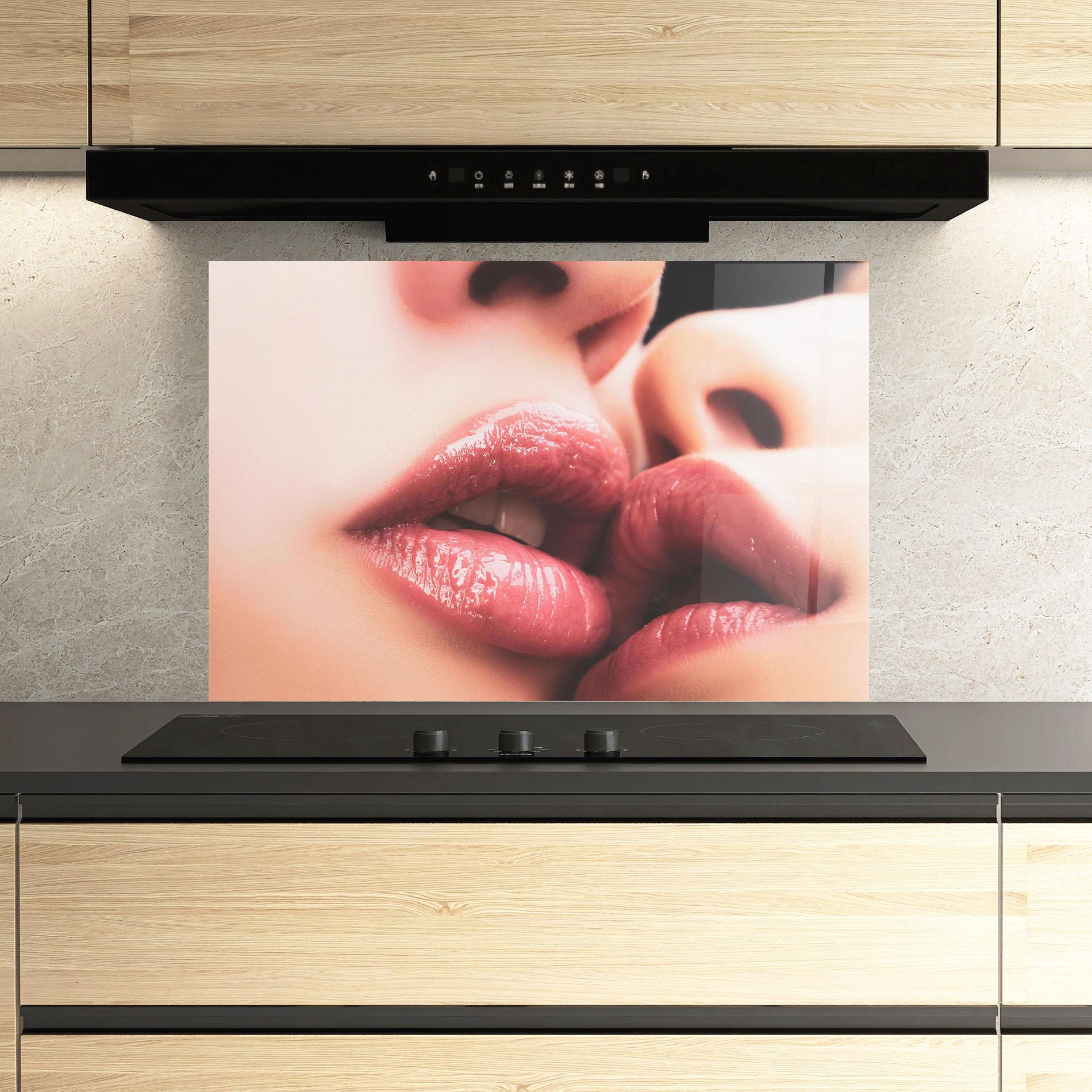 Küchenrückwand Glas Beautiful Lips mockup 3