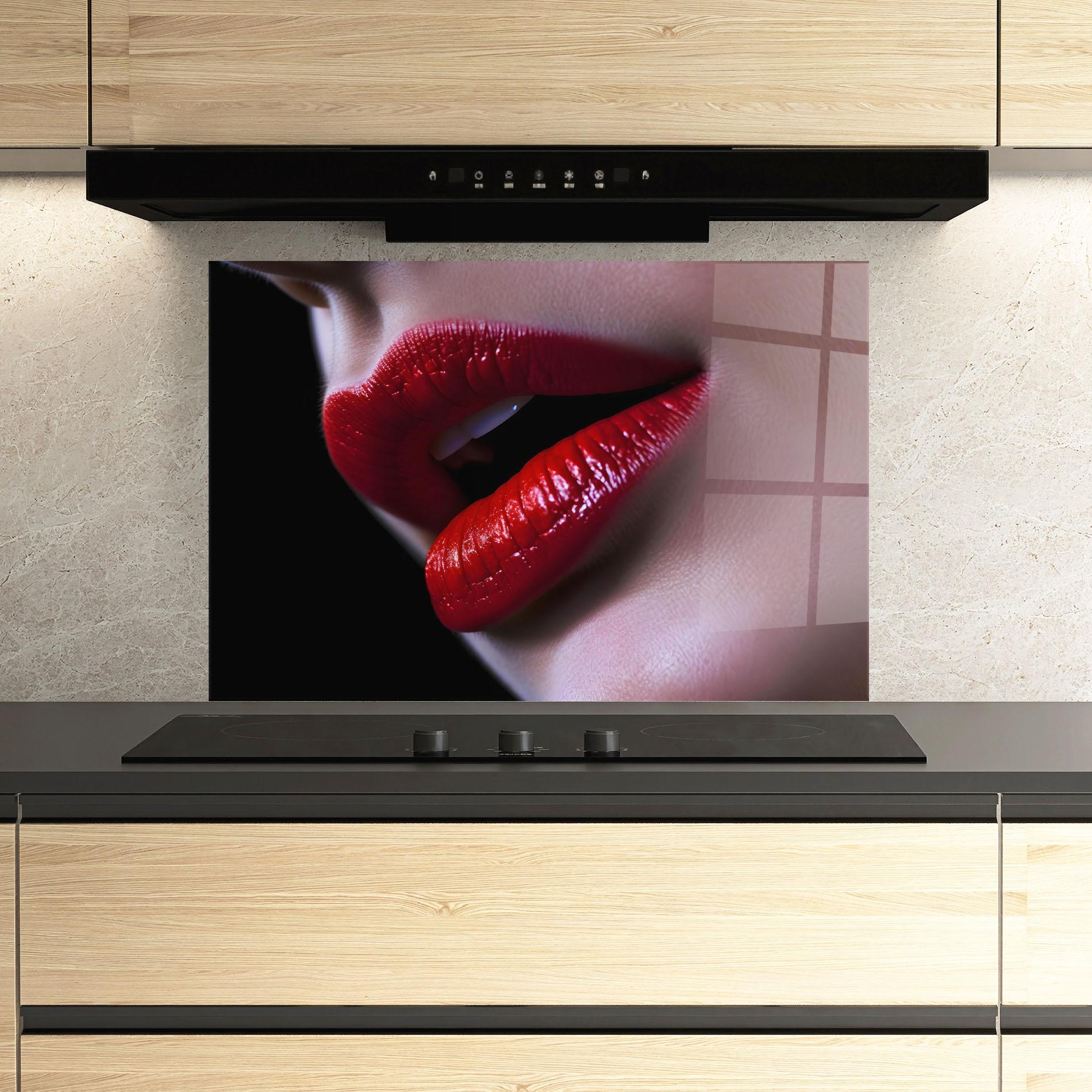 Küchenrückwand Glas Close Up Woman mockup 3