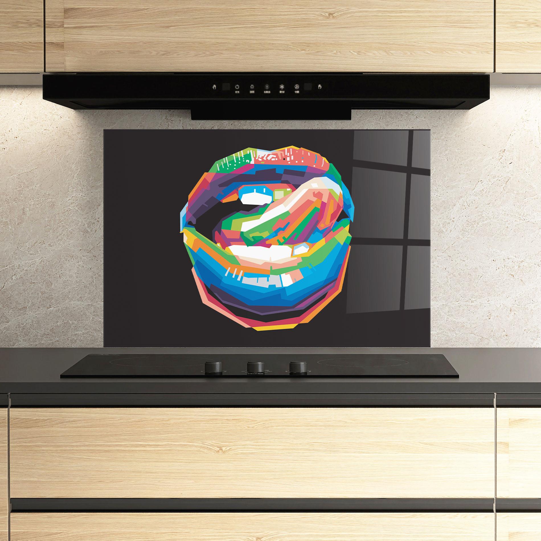 Küchenrückwand Glas Lips Toungue mockup 3
