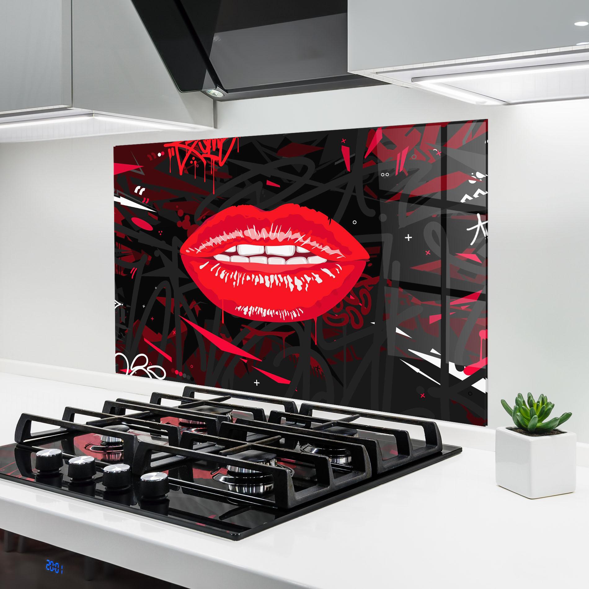 Küchenrückwand Glas Graff Lips mockup 6