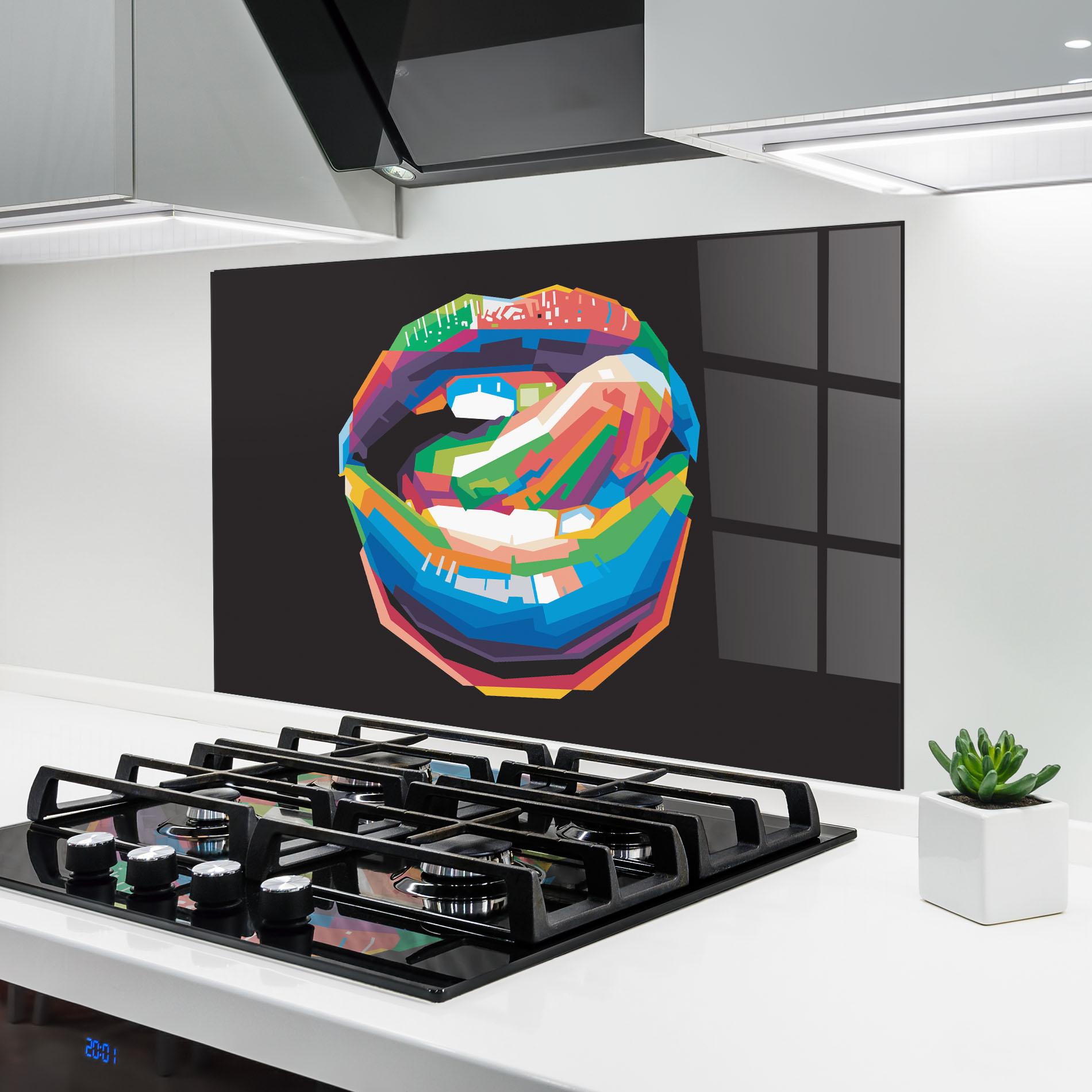 Küchenrückwand Glas Lips Toungue mockup 6