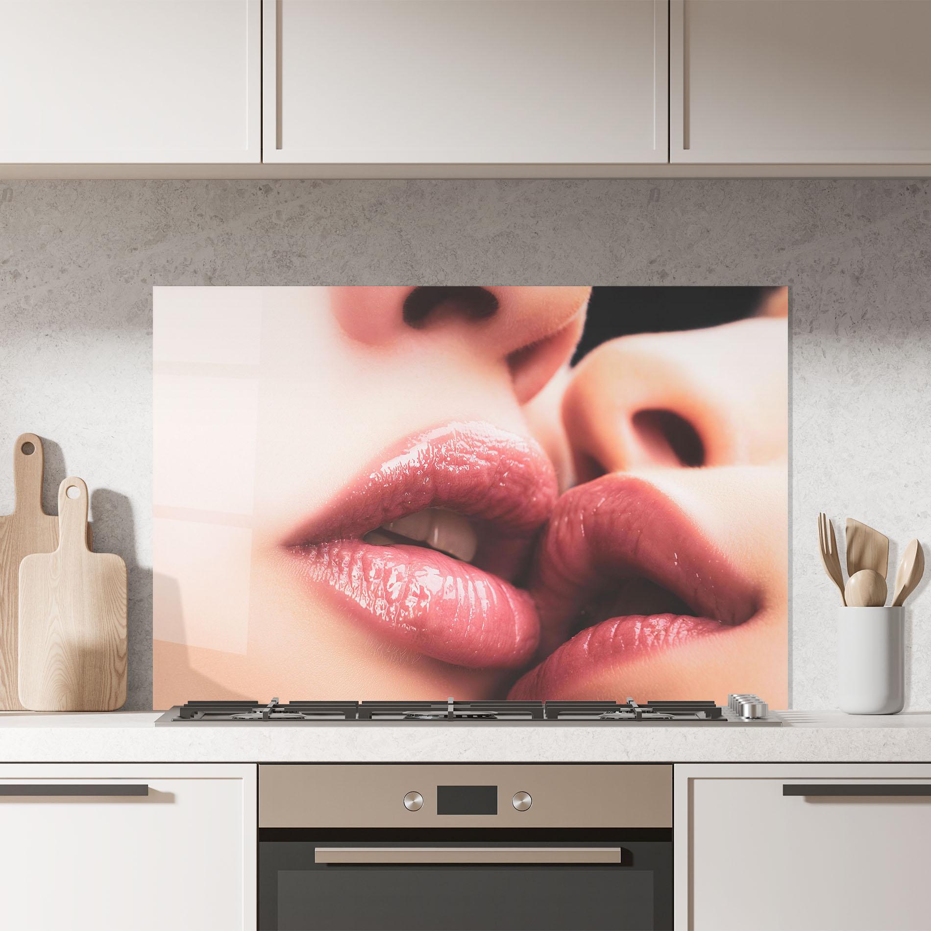 Küchenrückwand Glas Beautiful Lips mockup 7
