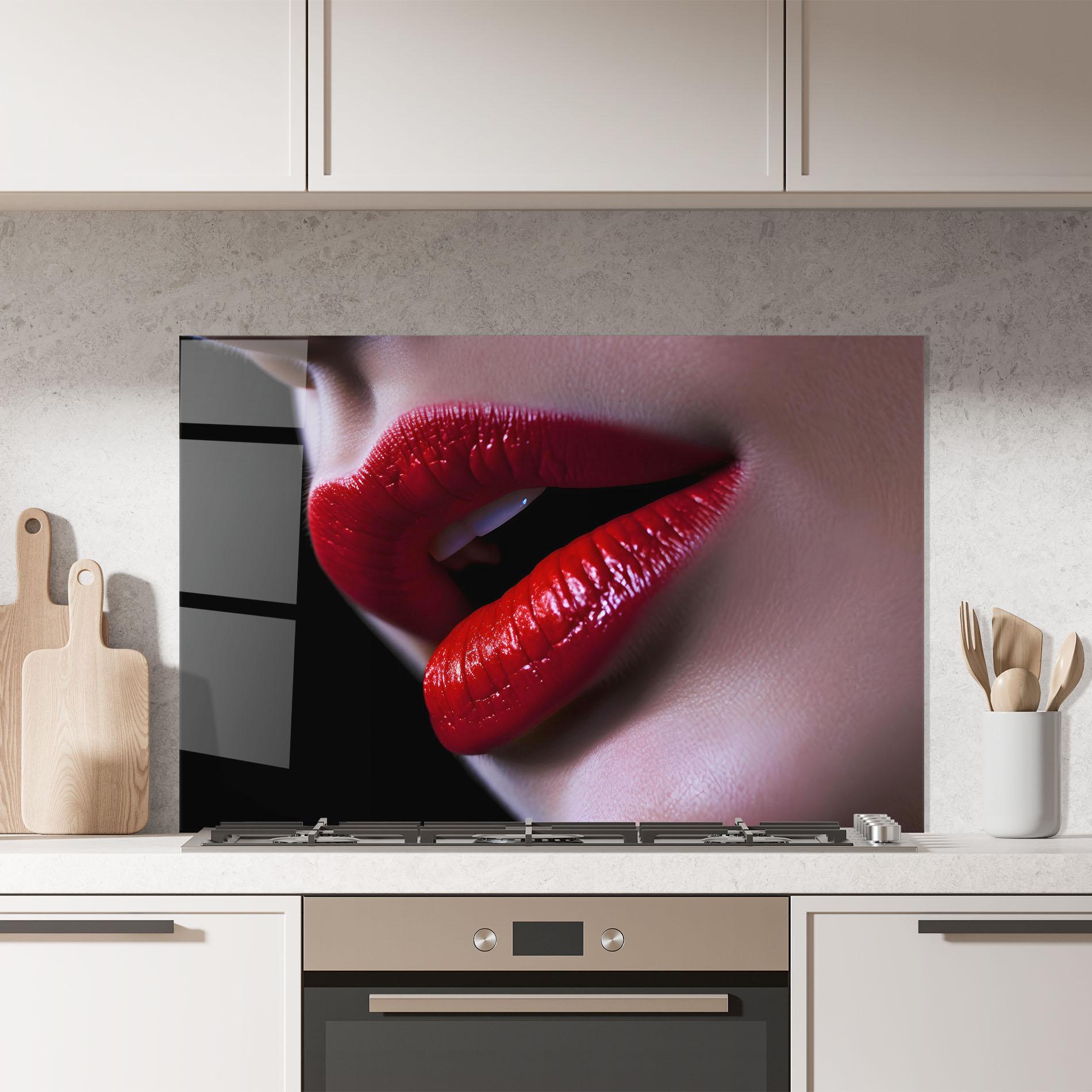 Küchenrückwand Glas Close Up Woman mockup 7