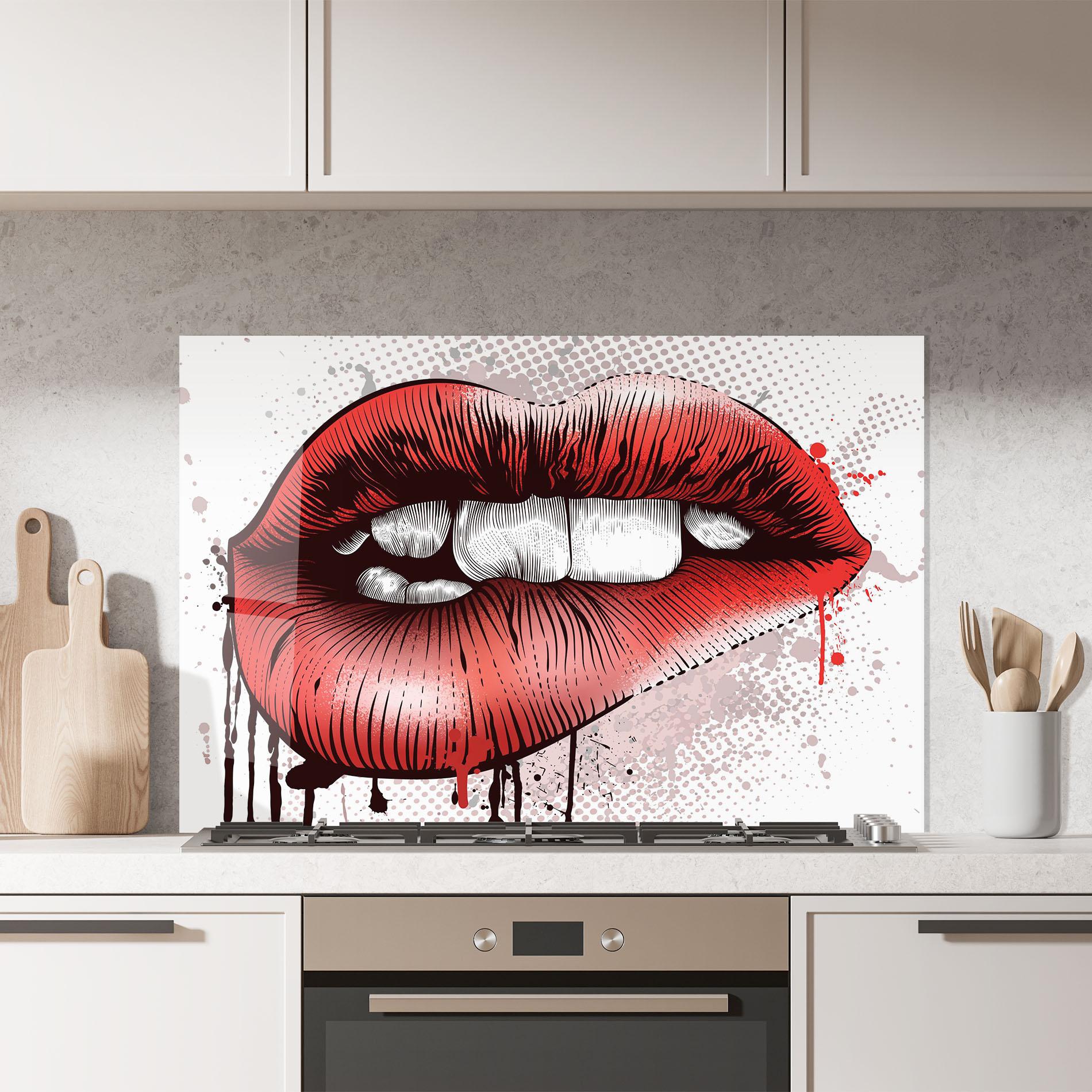 Küchenrückwand Glas Lips Pop Artistic mockup 7