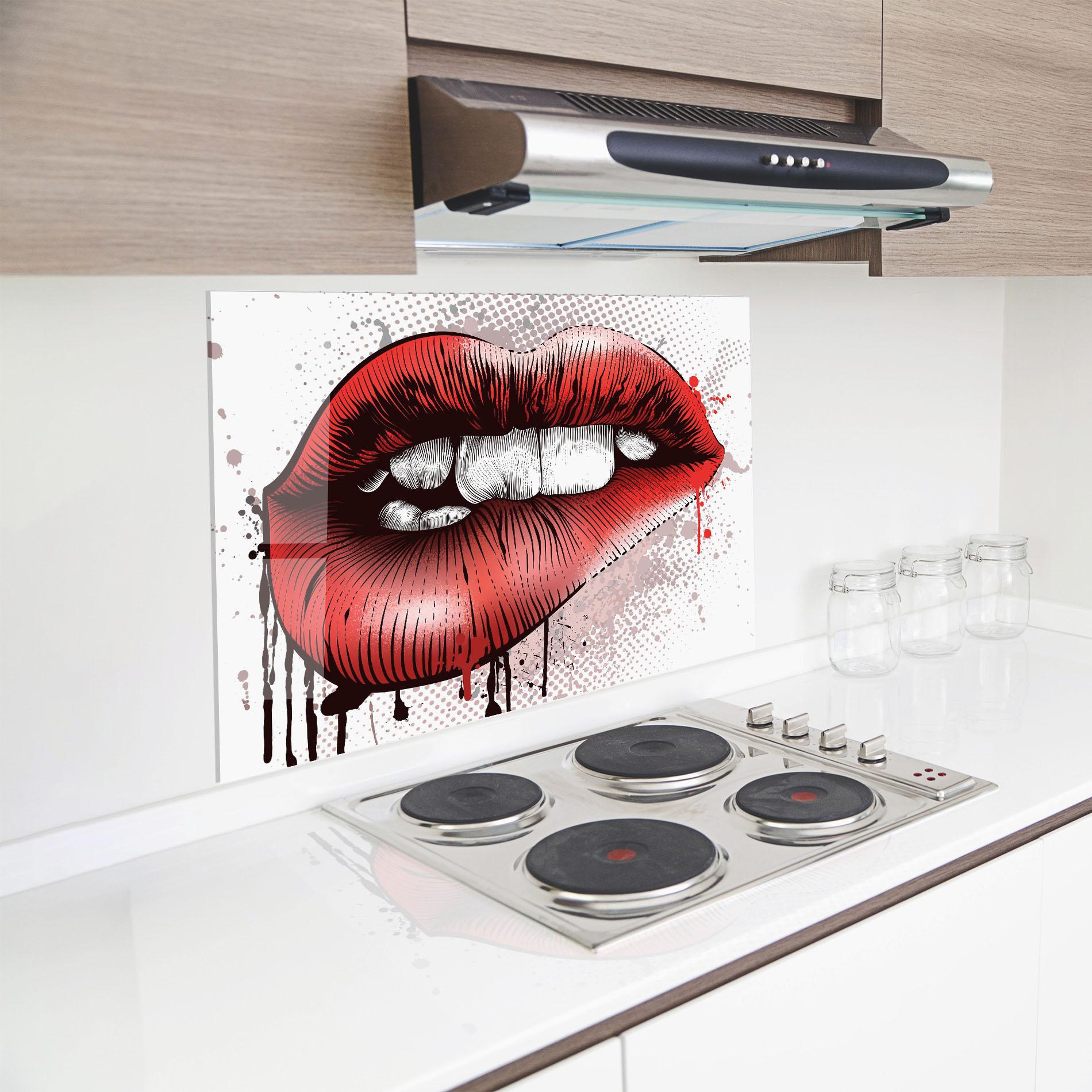 Küchenrückwand Glas Lips Pop Artistic mockup 8