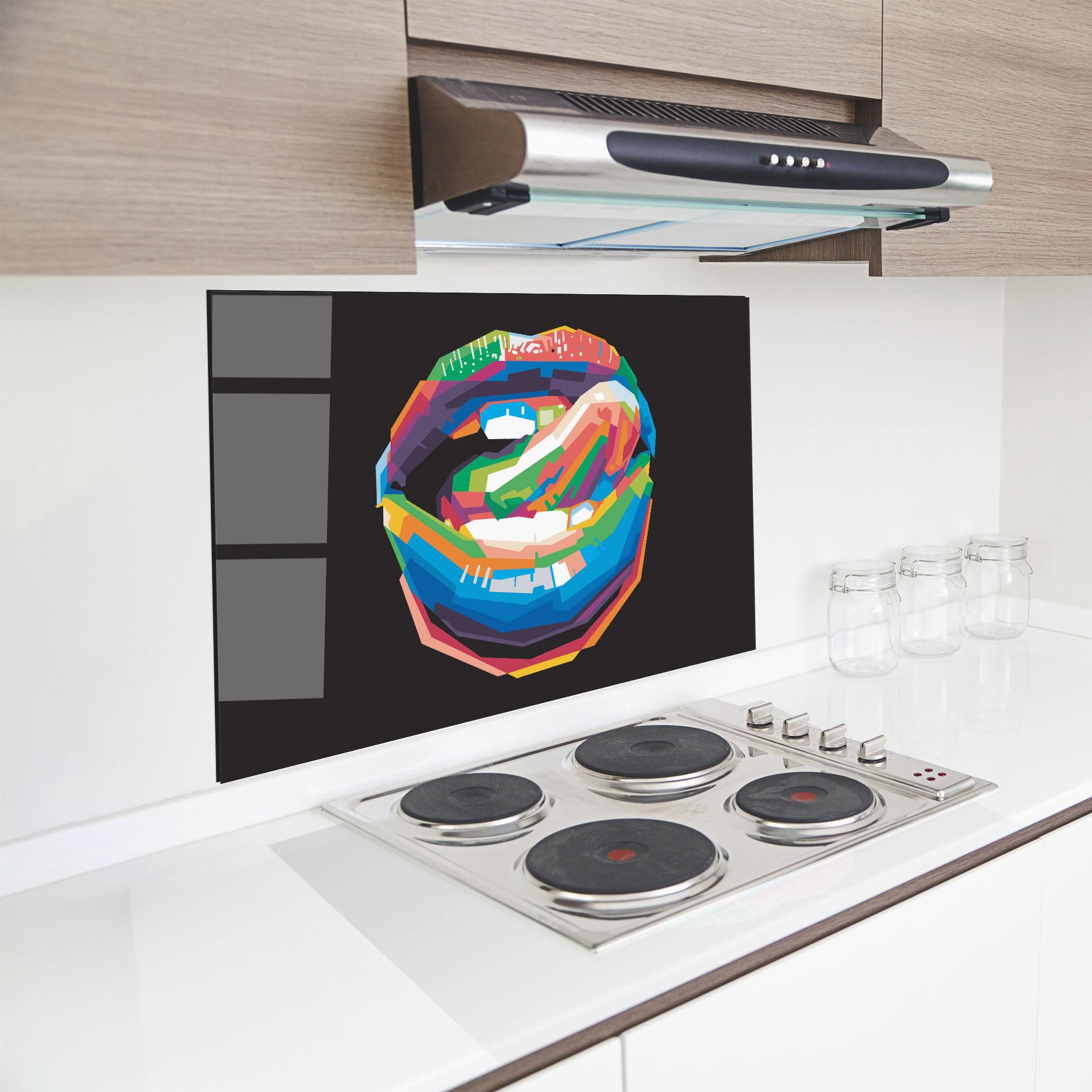 Küchenrückwand Glas Lips Toungue mockup 8