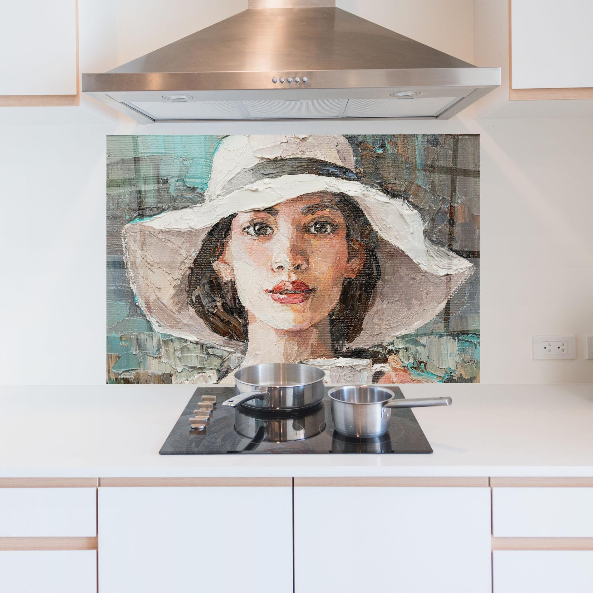 Küchenrückwand Glas White Lady mockup 5