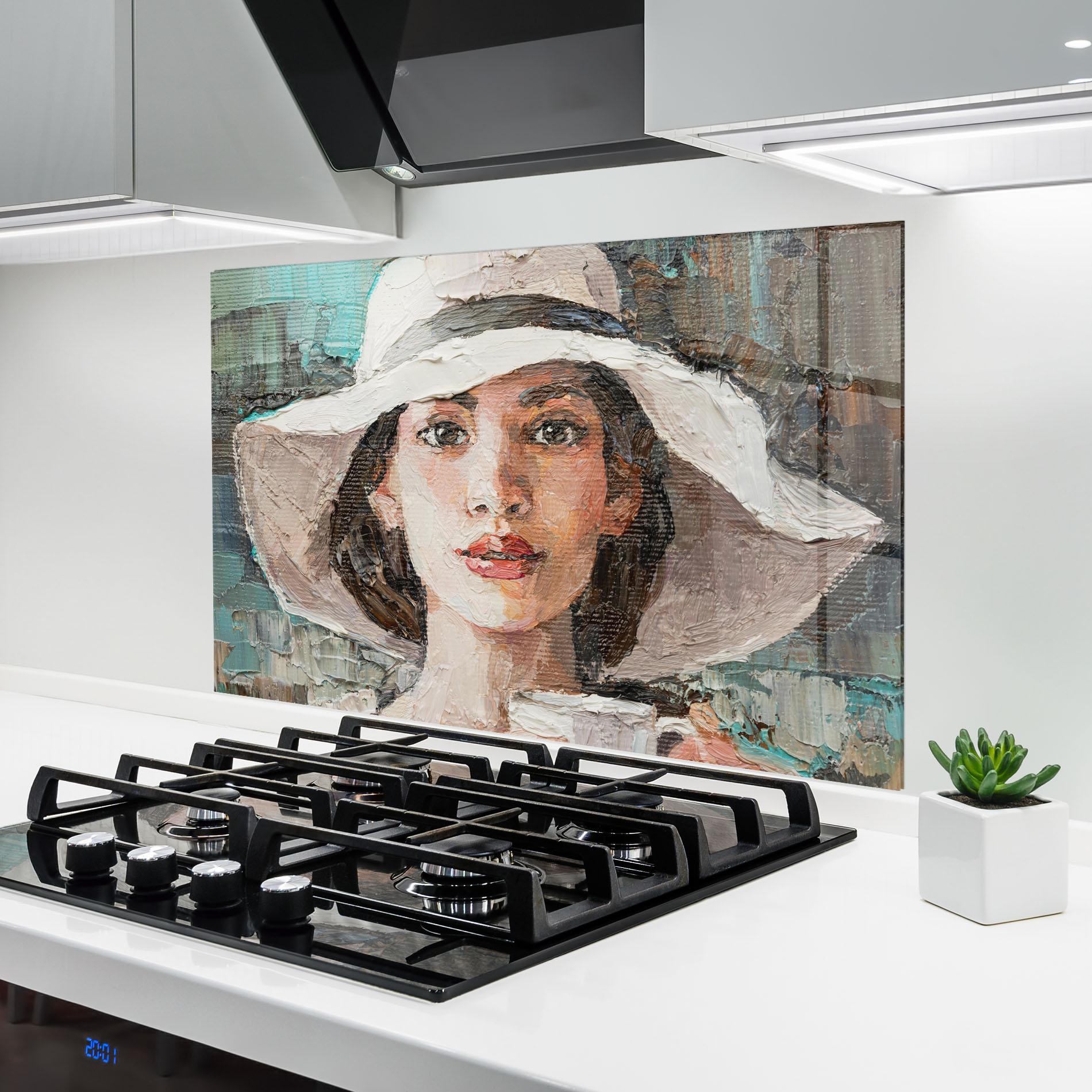 Küchenrückwand Glas White Lady mockup 6