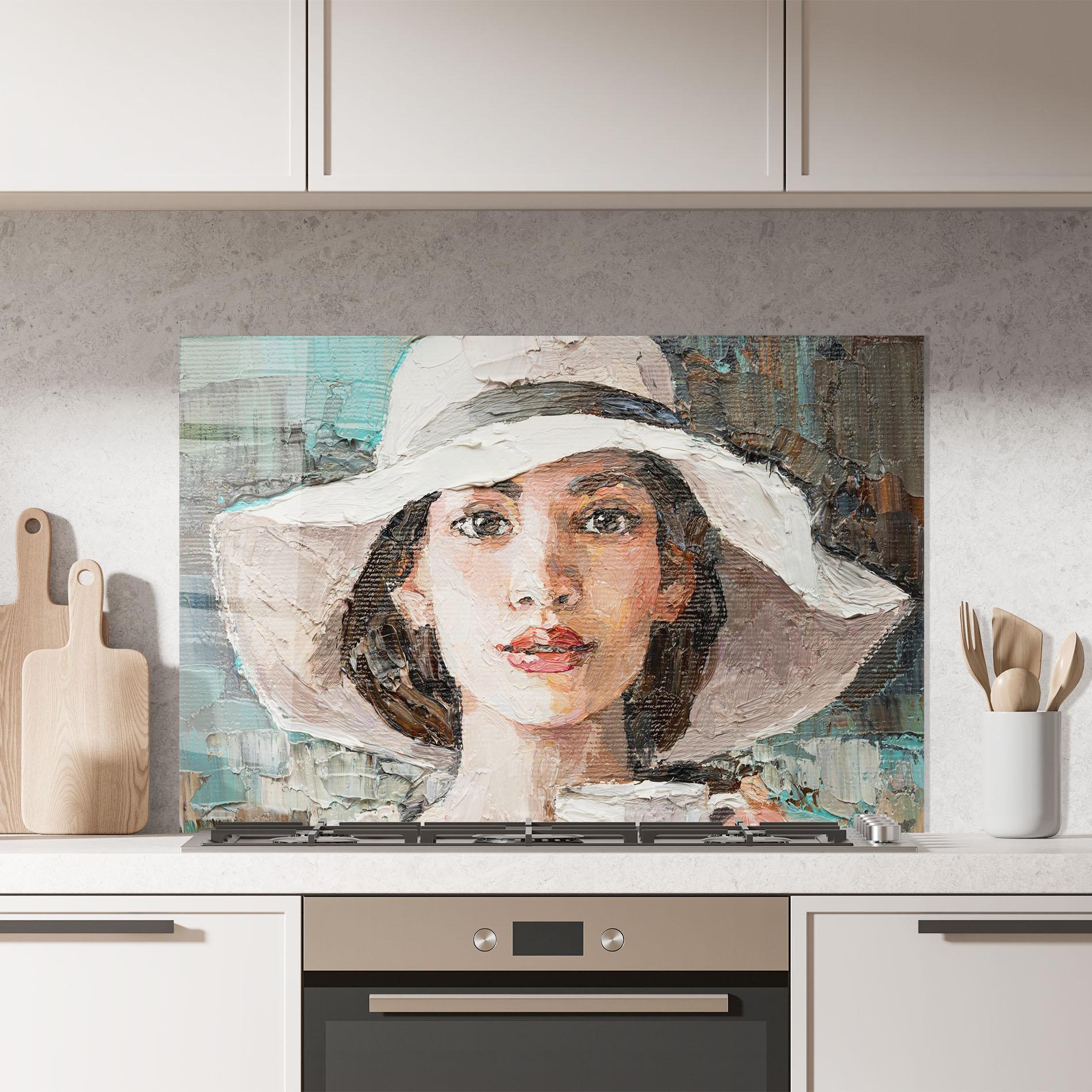 Küchenrückwand Glas White Lady mockup 7