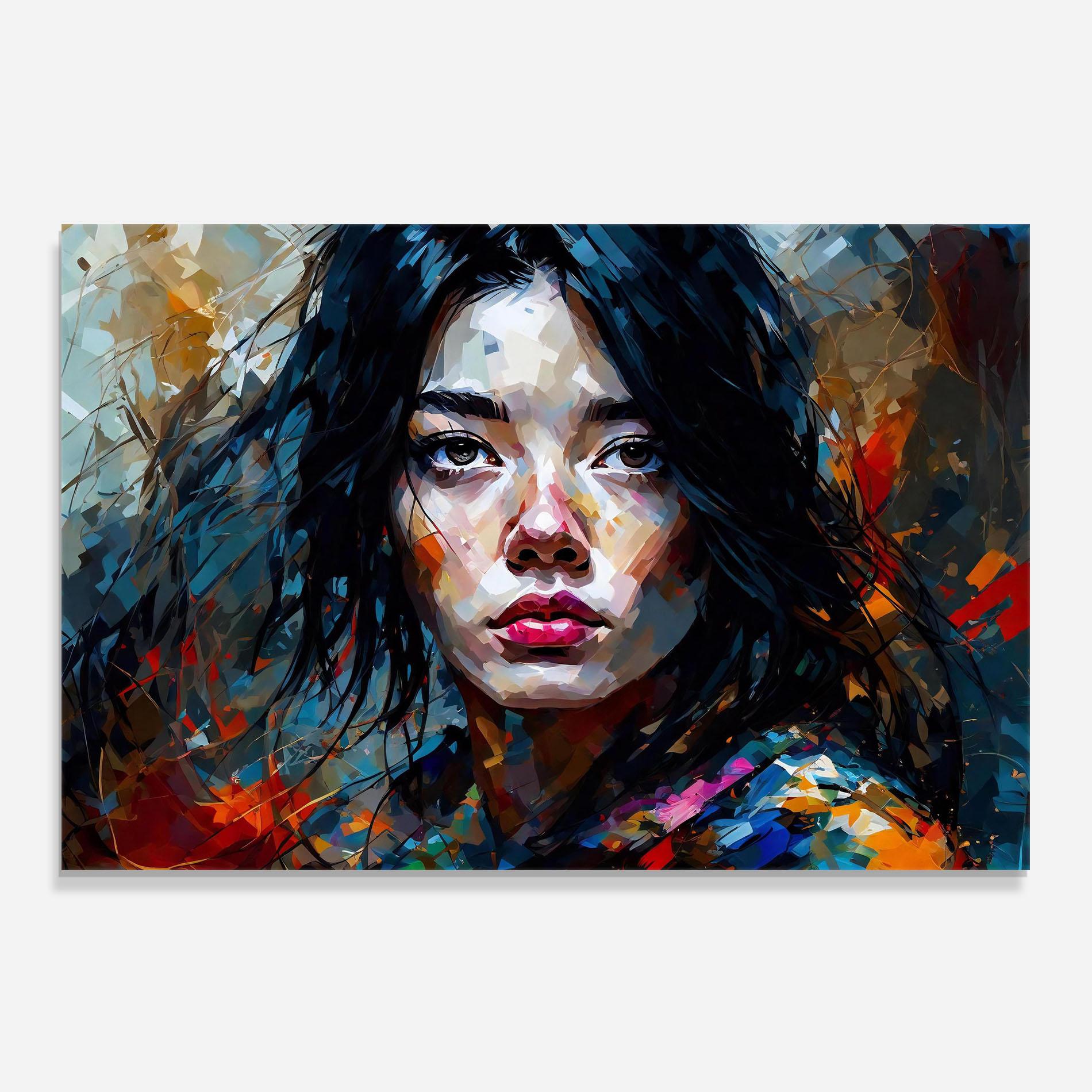 Küchenrückwand Glas Artistic Girl Bright Makeup mockup 0