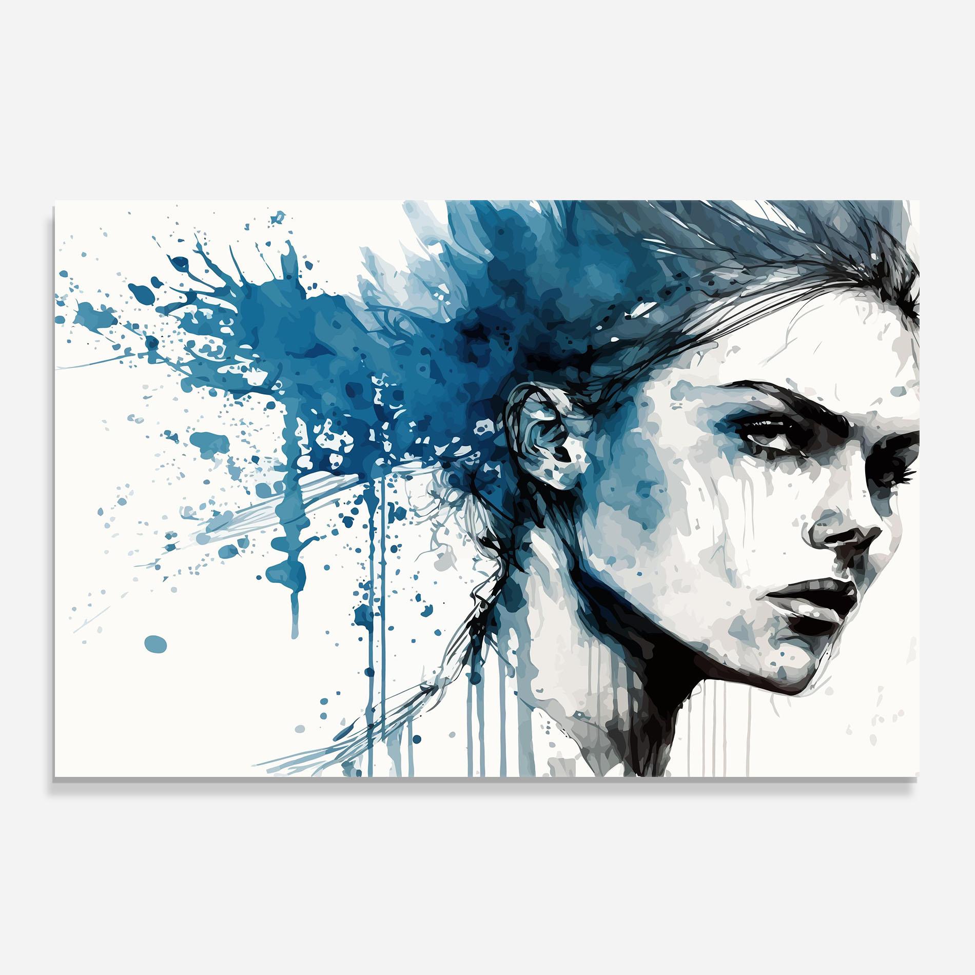 Küchenrückwand Glas Blue Splash Portrait mockup 0