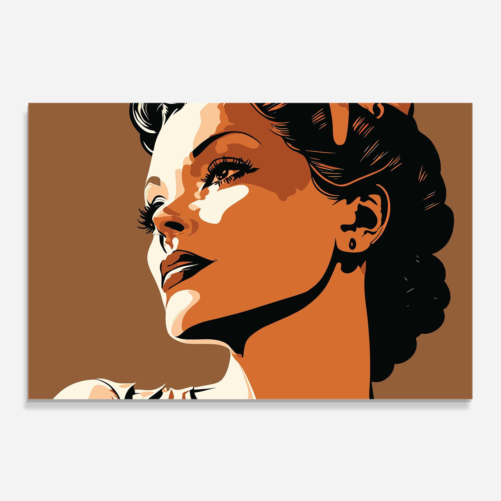 Küchenrückwand Glas Brown Portrait Lady mockup 0