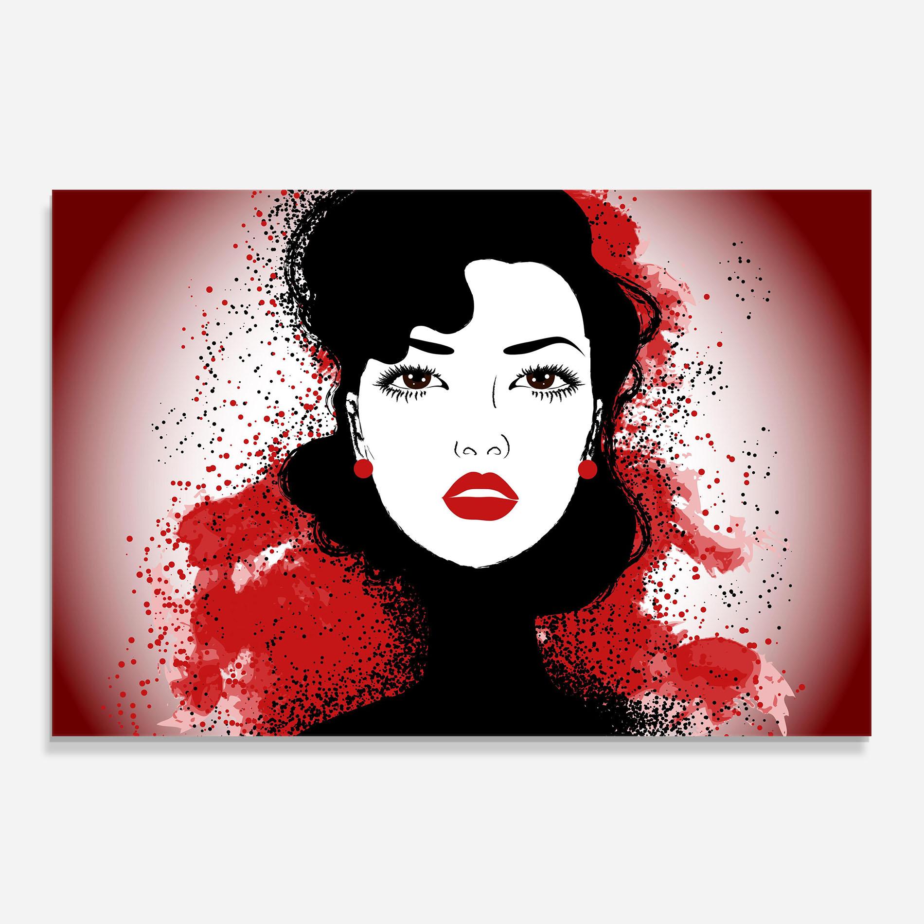 Küchenrückwand Glas Cherry Woman Portrait mockup 0