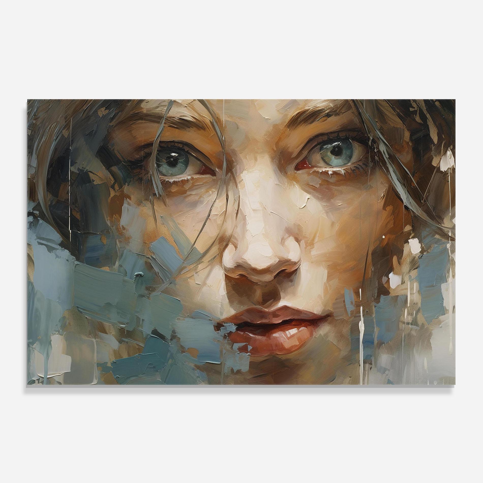 Küchenrückwand Glas Expressive Portrait mockup 0