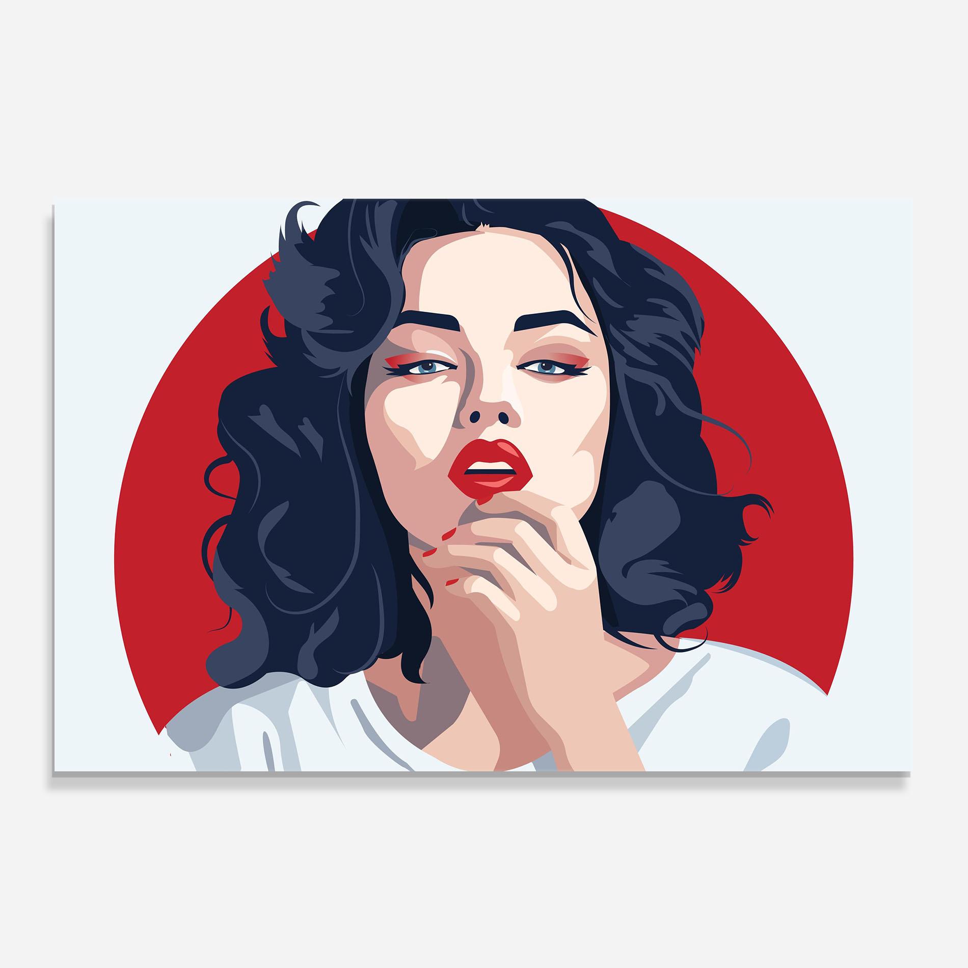 Küchenrückwand Glas Red Lips Portrait mockup 0