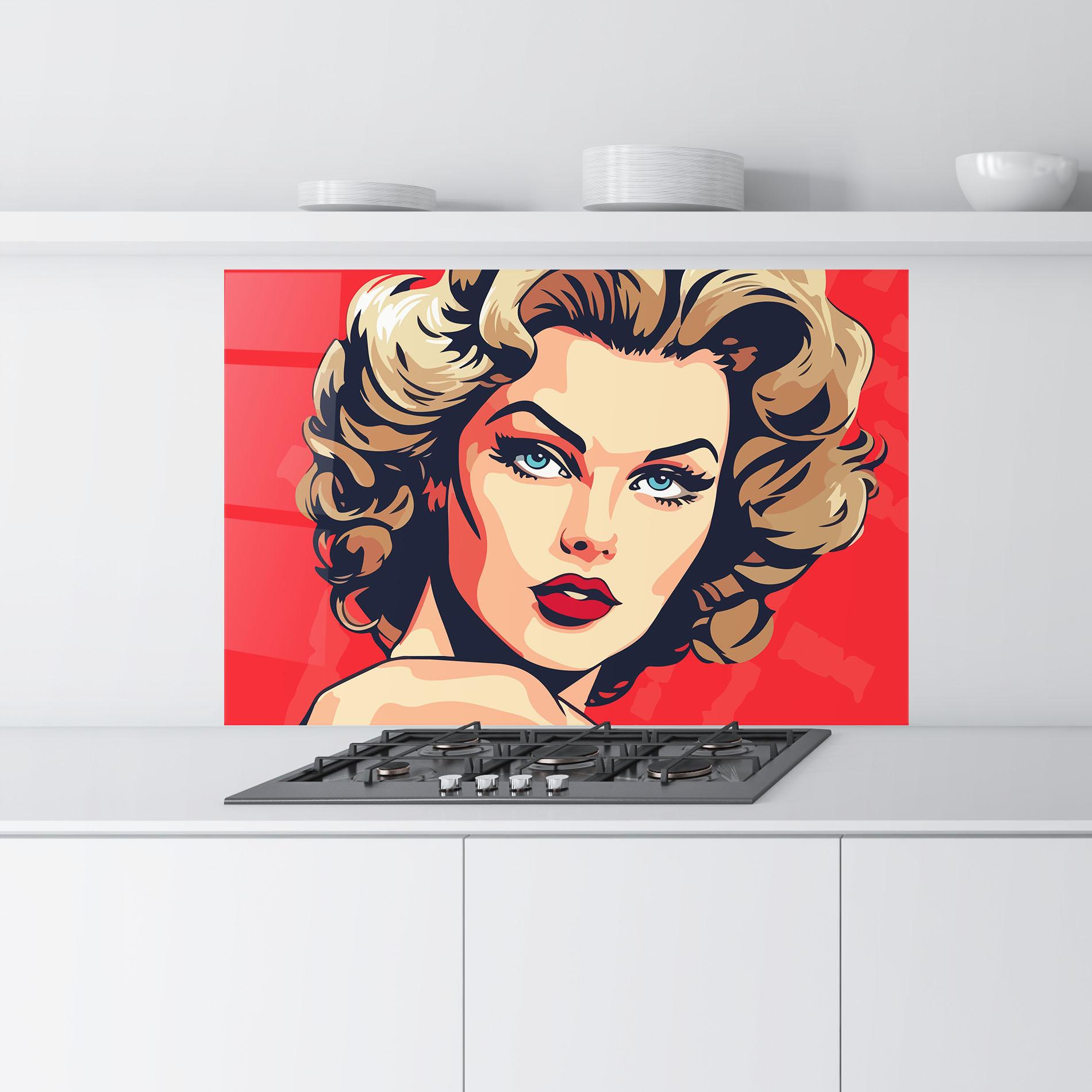 Küchenrückwand Glas Blue Eyes Portrait mockup 9