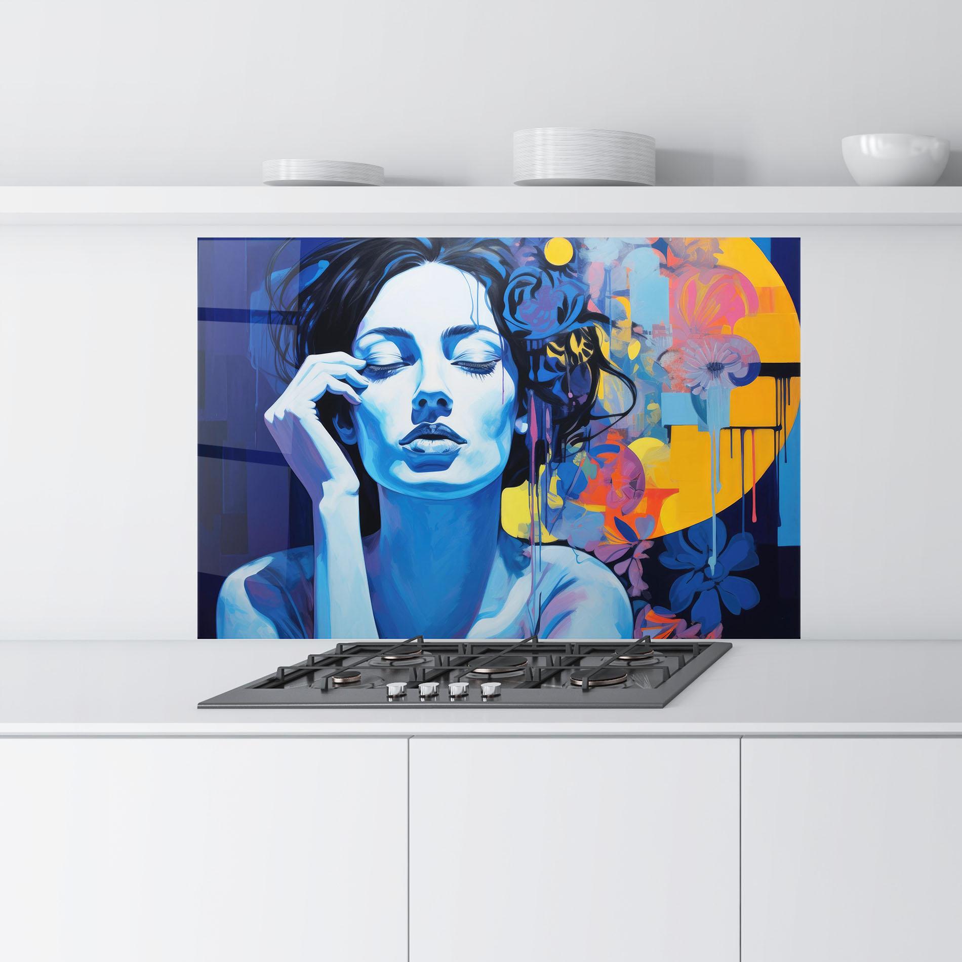 Küchenrückwand Glas Photographic Blue Image mockup 9