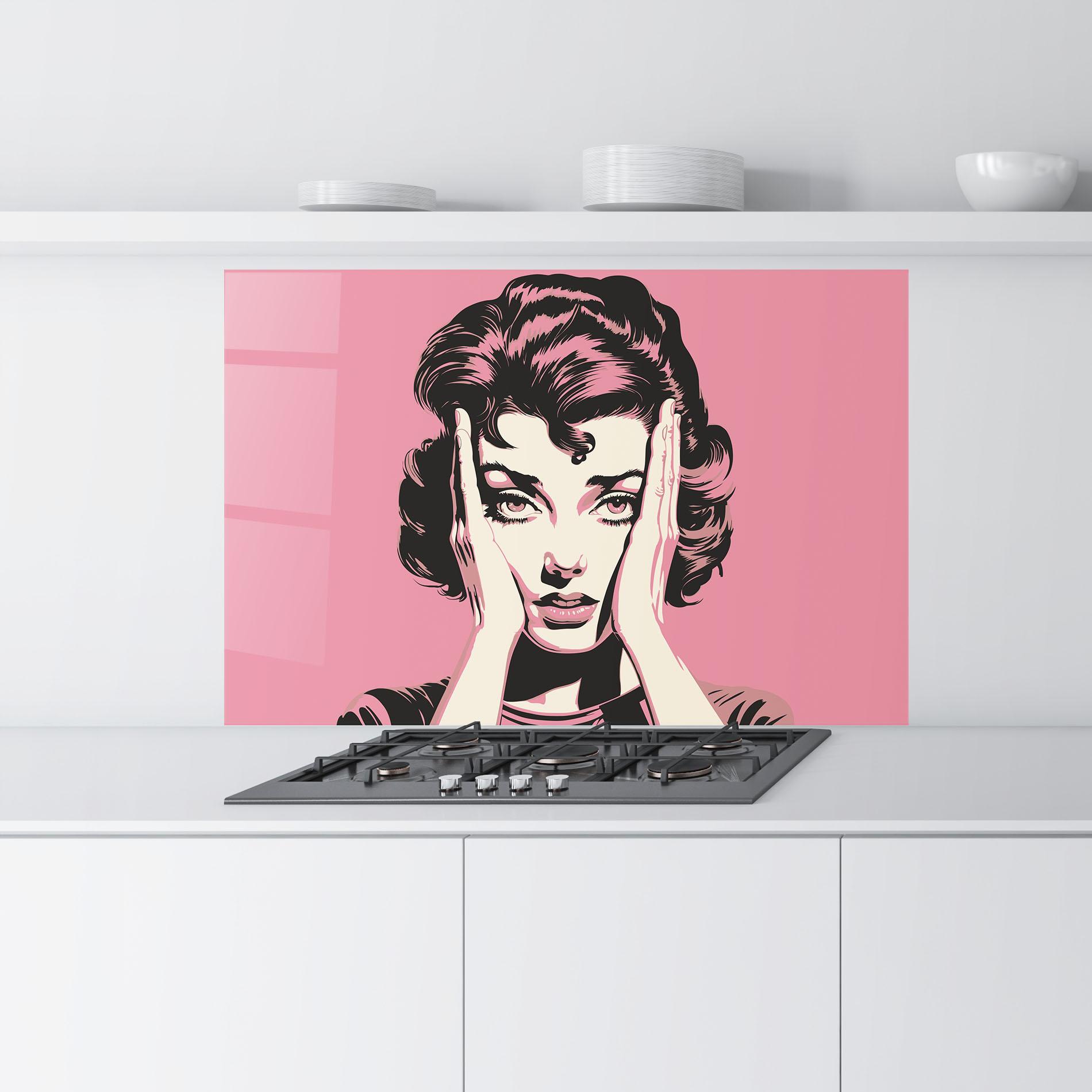 Küchenrückwand Glas Pink Light Portrait mockup 9
