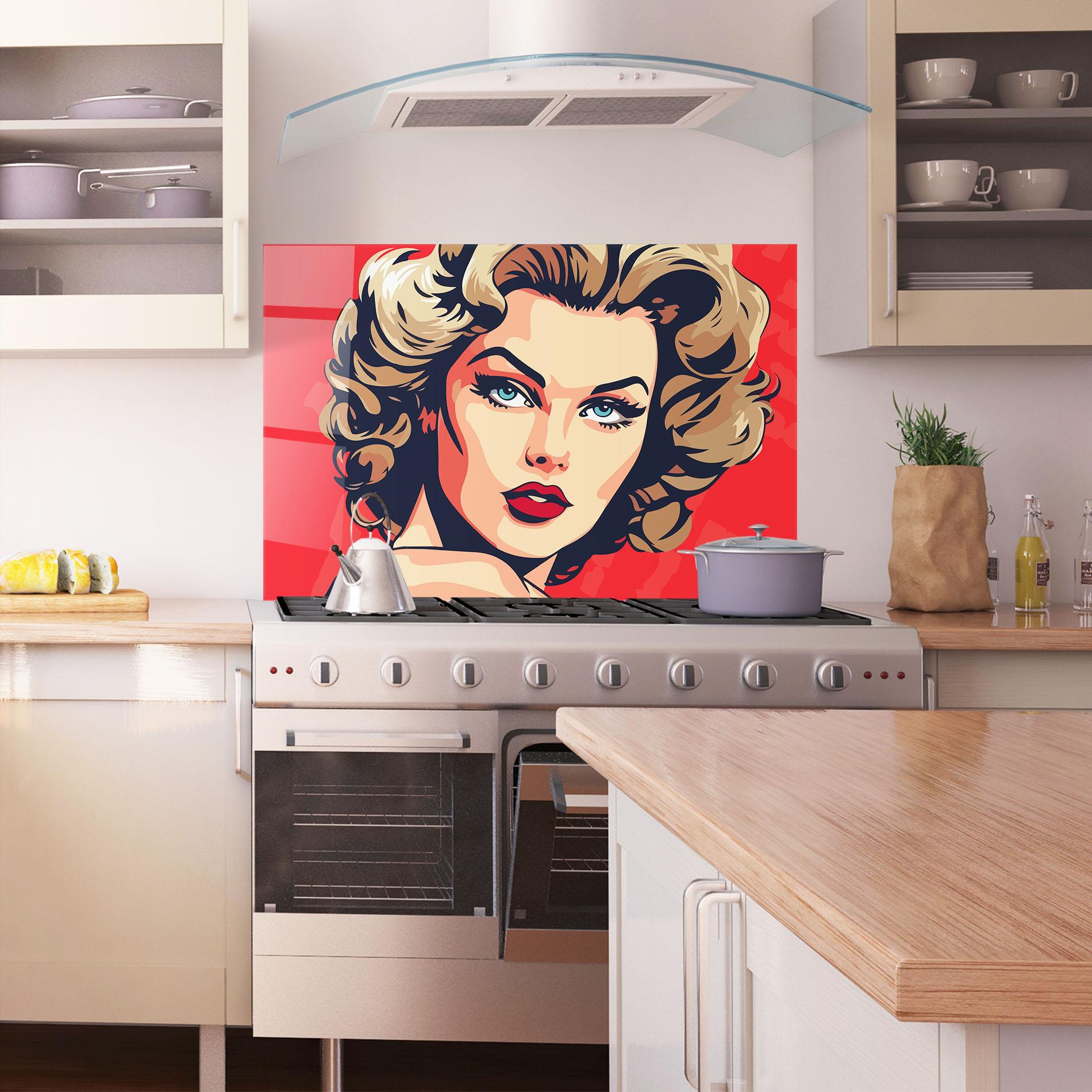 Küchenrückwand Glas Blue Eyes Portrait mockup 1