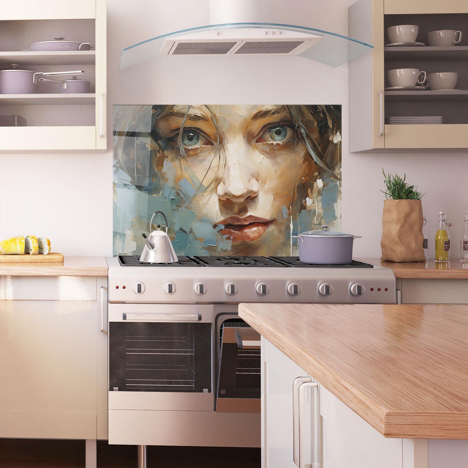 Küchenrückwand Glas Expressive Portrait mockup 1