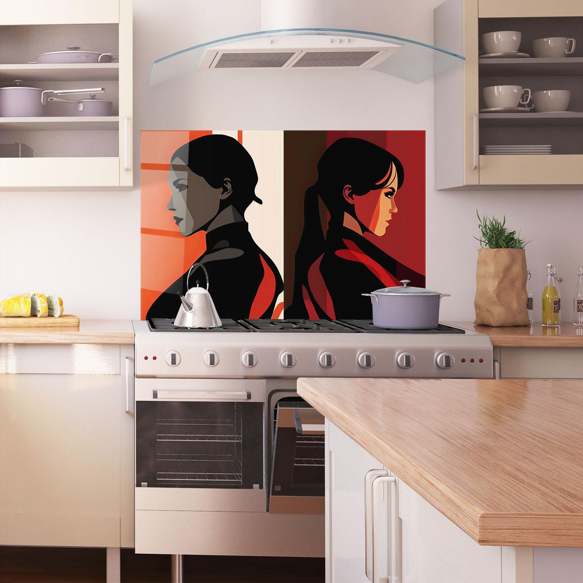 Küchenrückwand Glas Graphical Portrait mockup 1