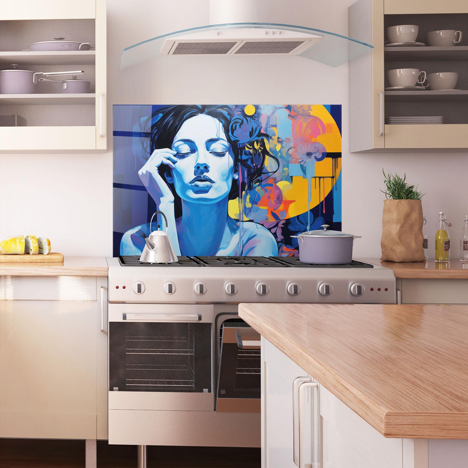 Küchenrückwand Glas Photographic Blue Image mockup 1