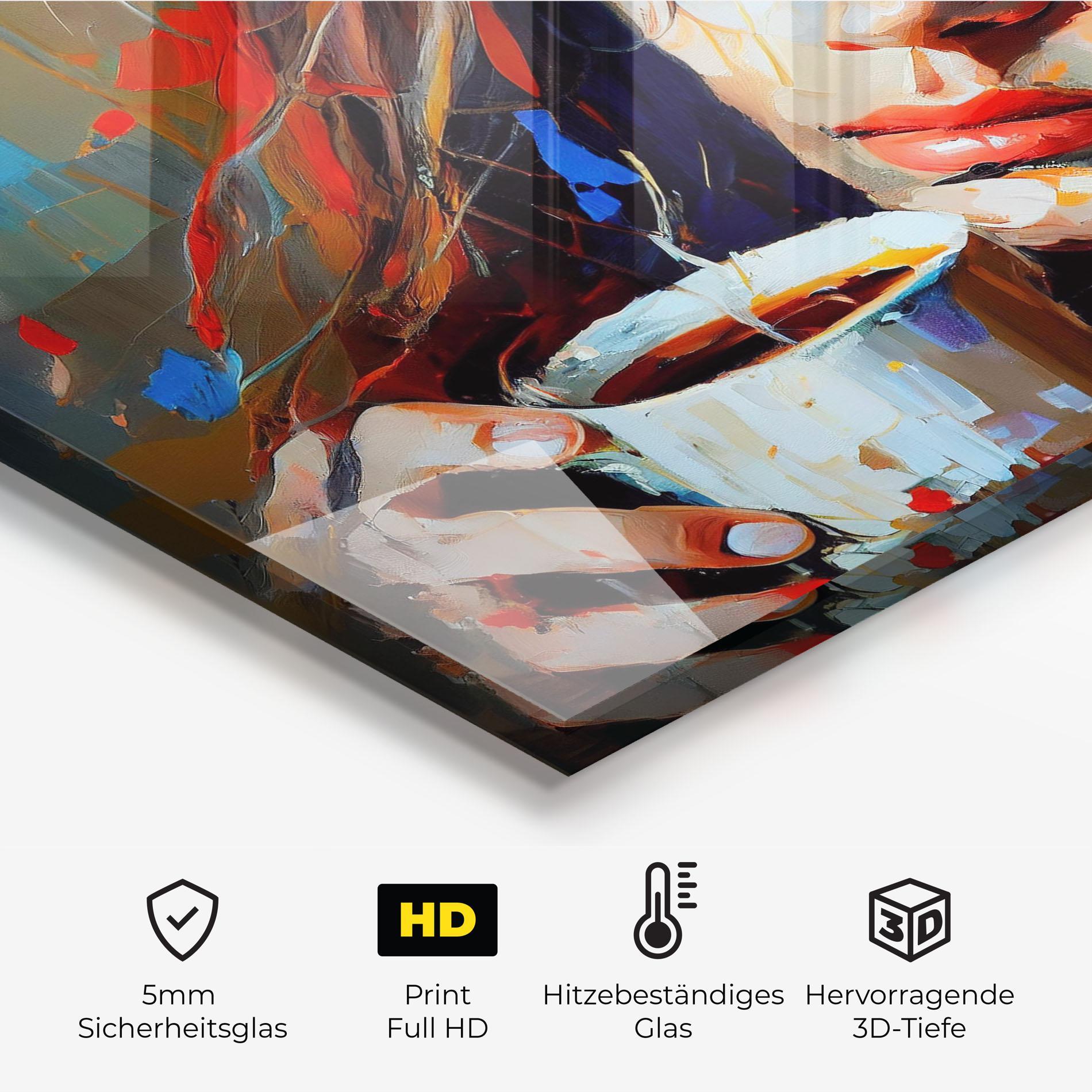 Küchenrückwand Glas Abstract Woman Coffee mockup 2