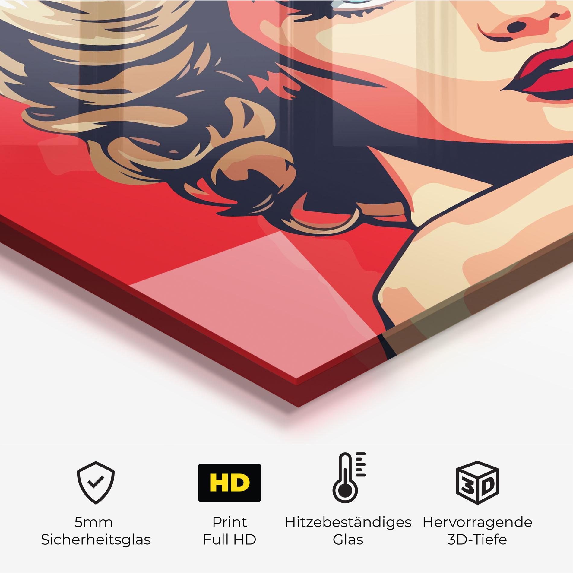 Küchenrückwand Glas Blue Eyes Portrait mockup 2