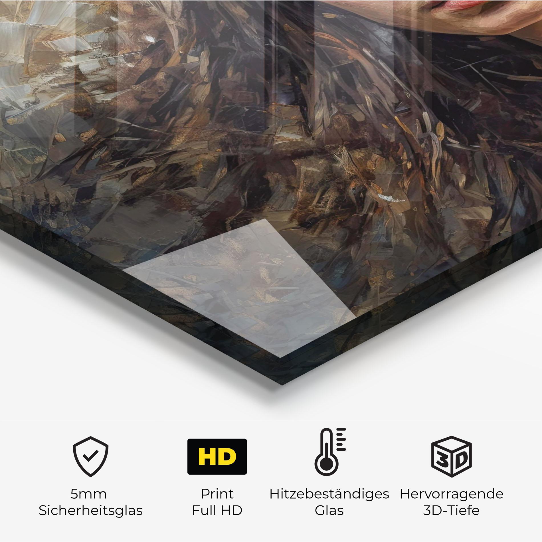 Küchenrückwand Glas Darkhaired Woman Portrait mockup 2