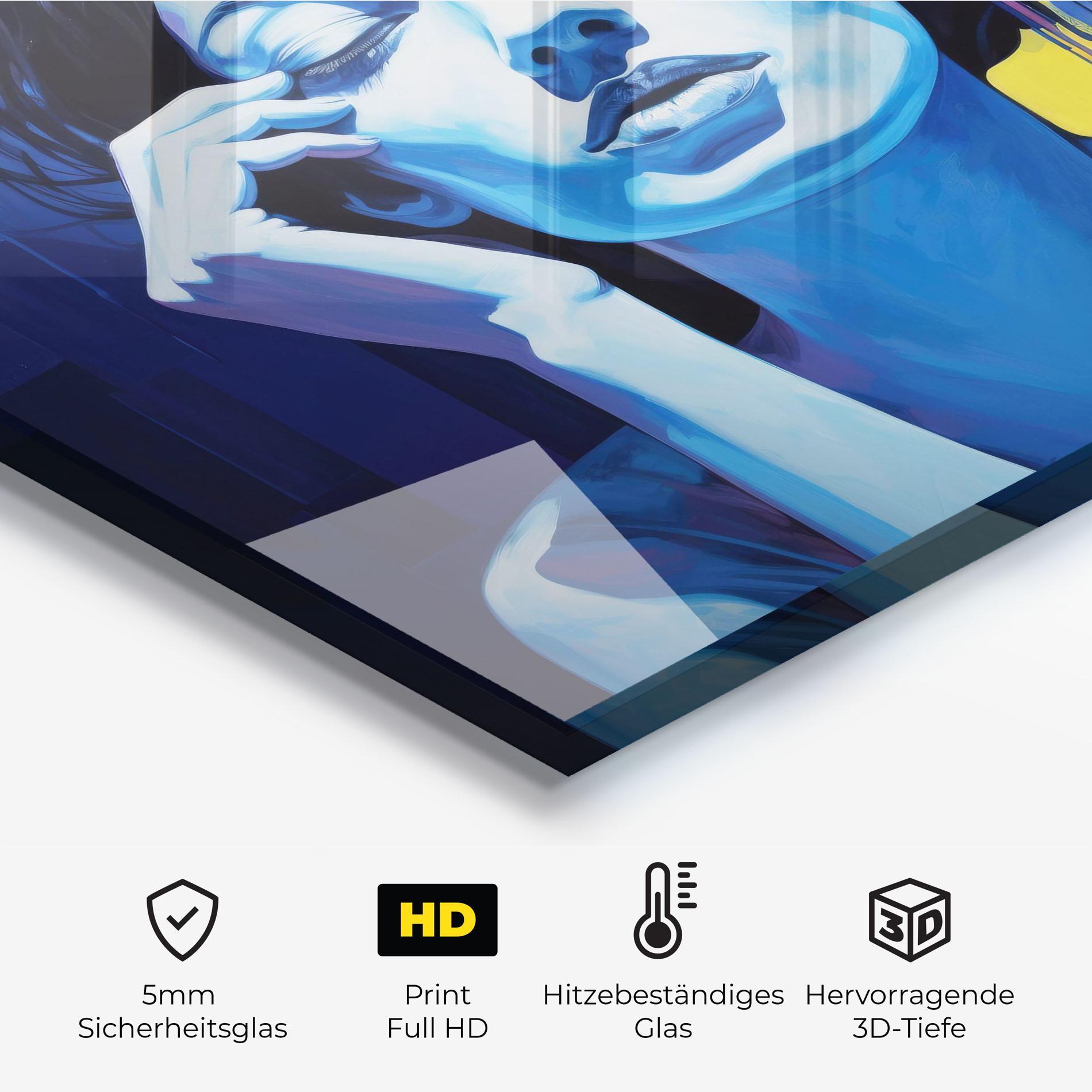 Küchenrückwand Glas Photographic Blue Image mockup 2