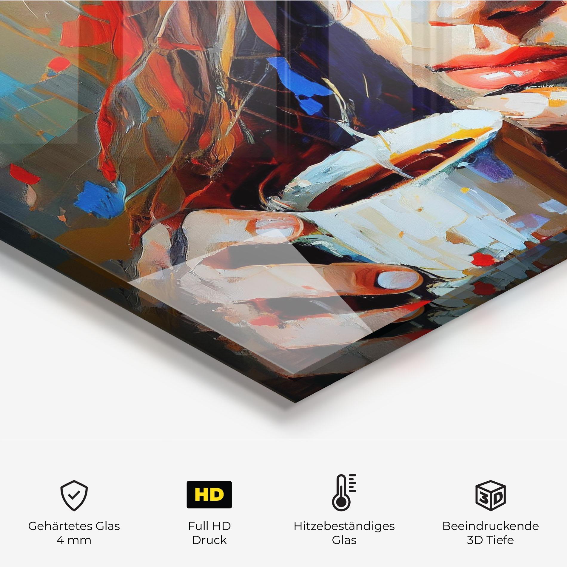 Küchenrückwand Glas Abstract Woman Coffee mockup 2