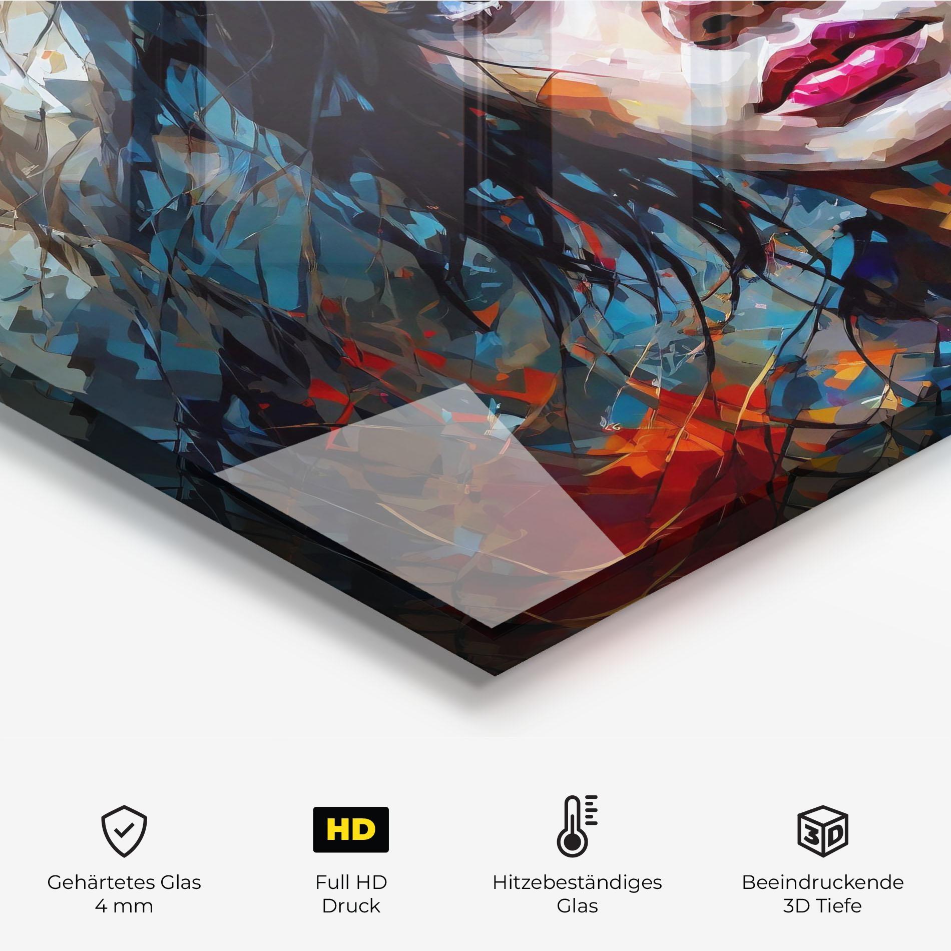 Küchenrückwand Glas Artistic Girl Bright Makeup mockup 2