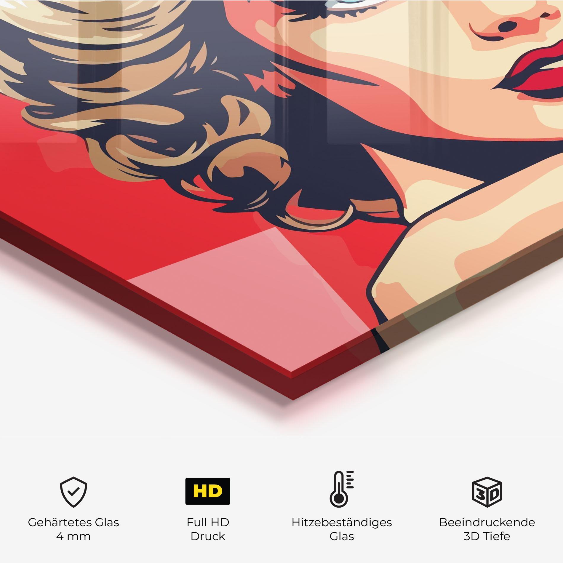 Küchenrückwand Glas Blue Eyes Portrait mockup 2