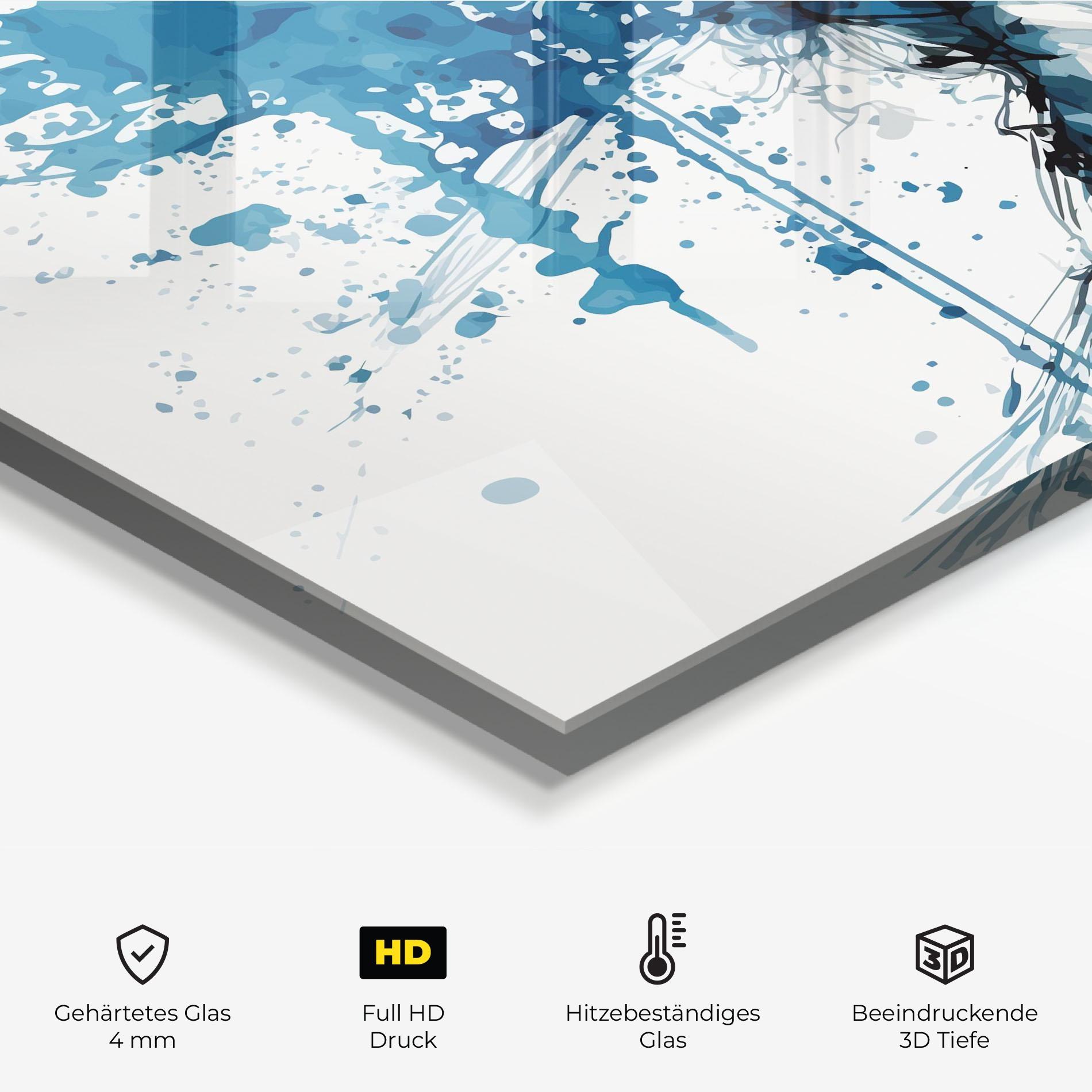 Küchenrückwand Glas Blue Splash Portrait mockup 2