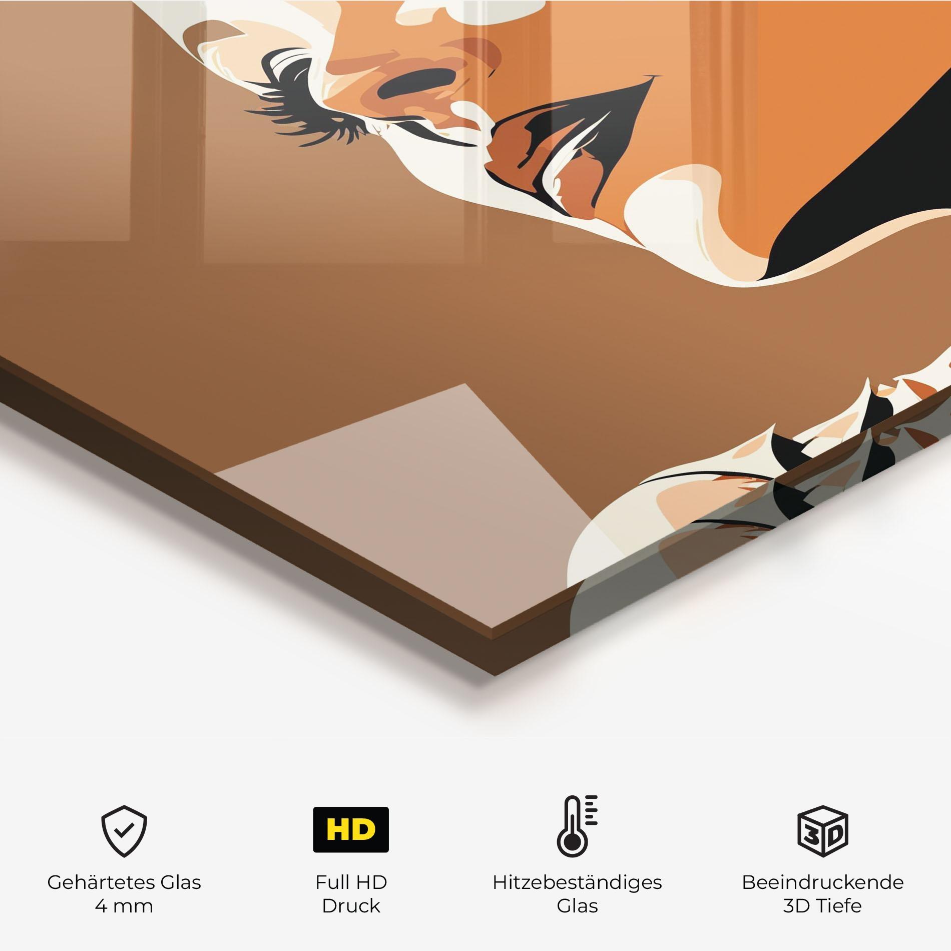 Küchenrückwand Glas Brown Portrait Lady mockup 2