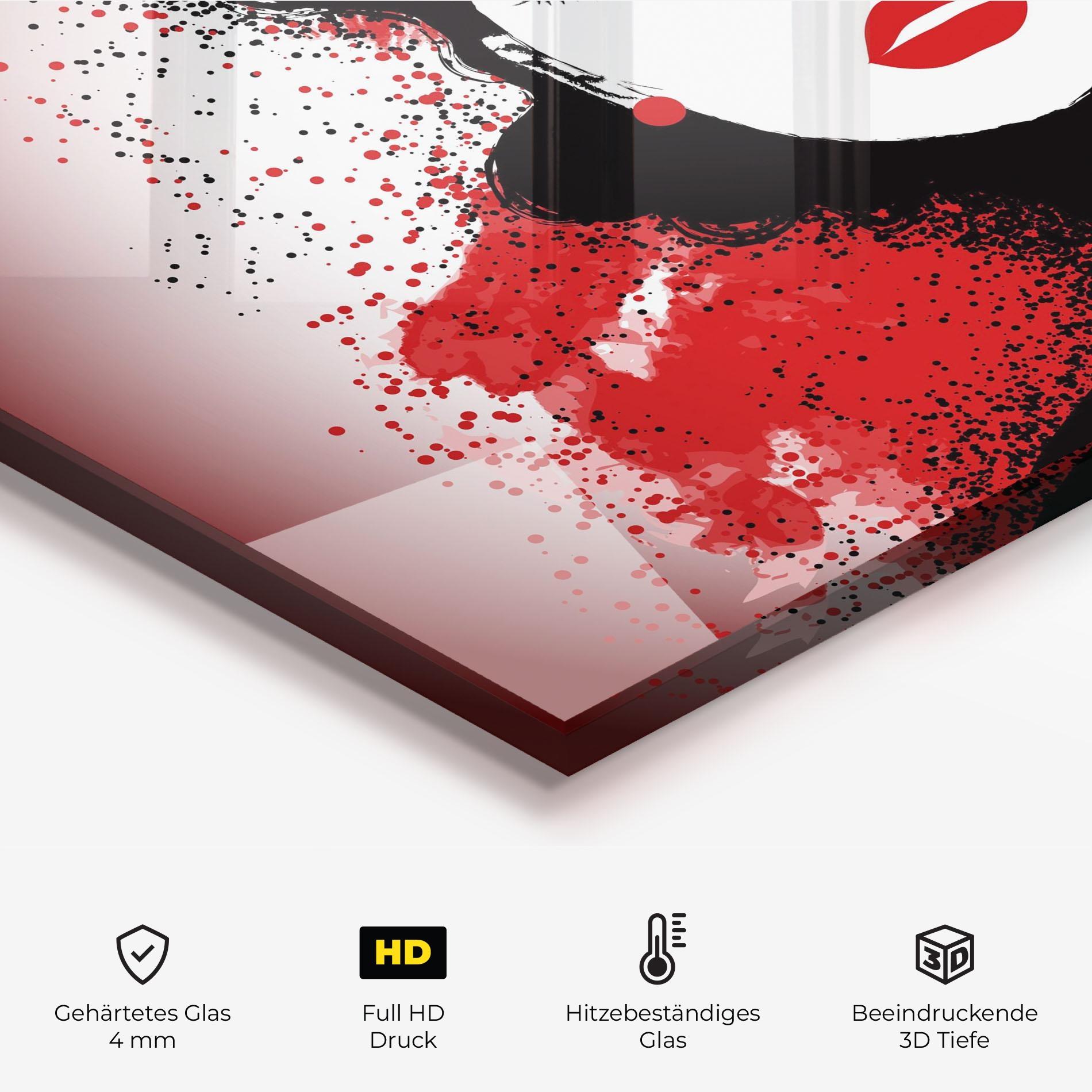 Küchenrückwand Glas Cherry Woman Portrait mockup 2