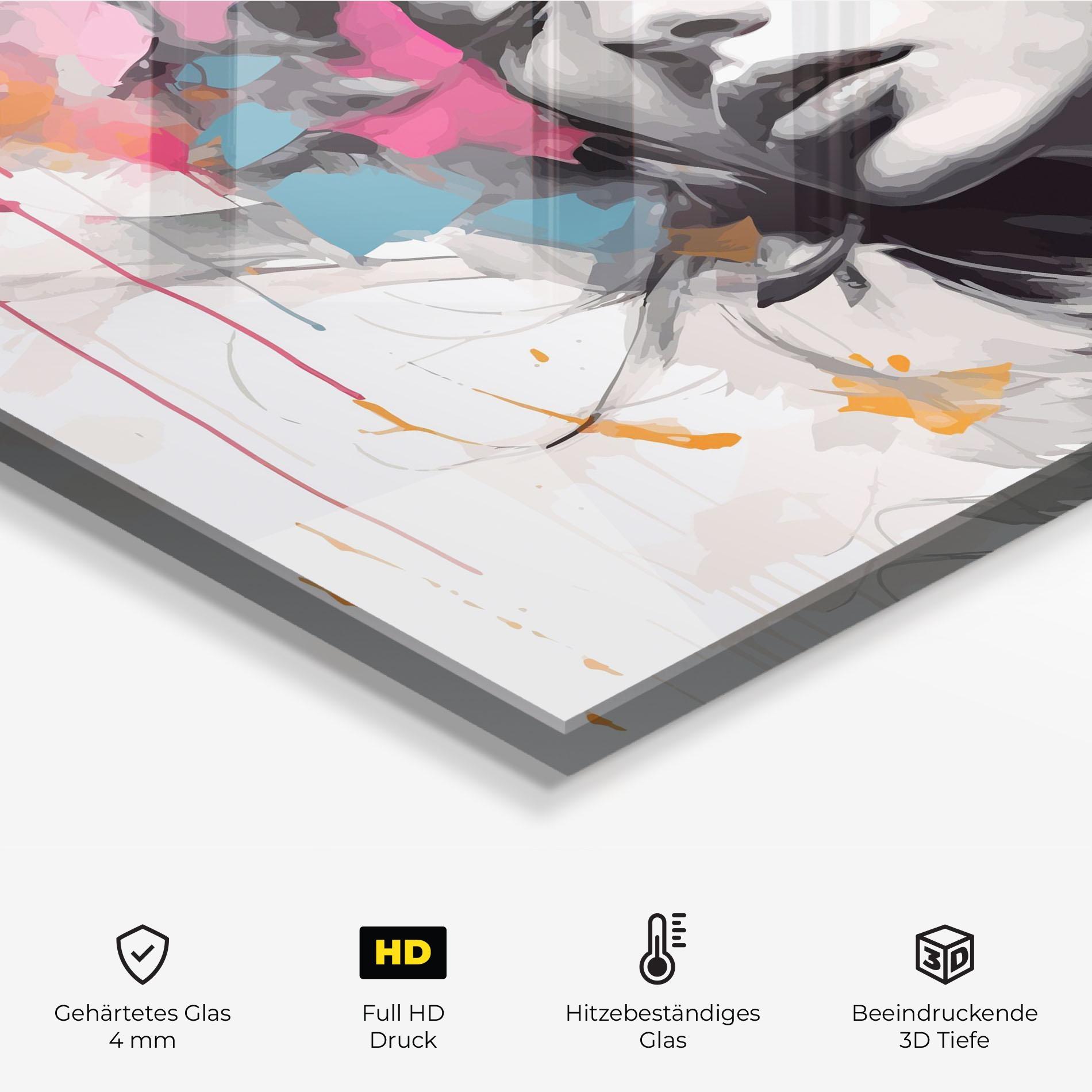 Küchenrückwand Glas Colorful Flower Portrait mockup 2