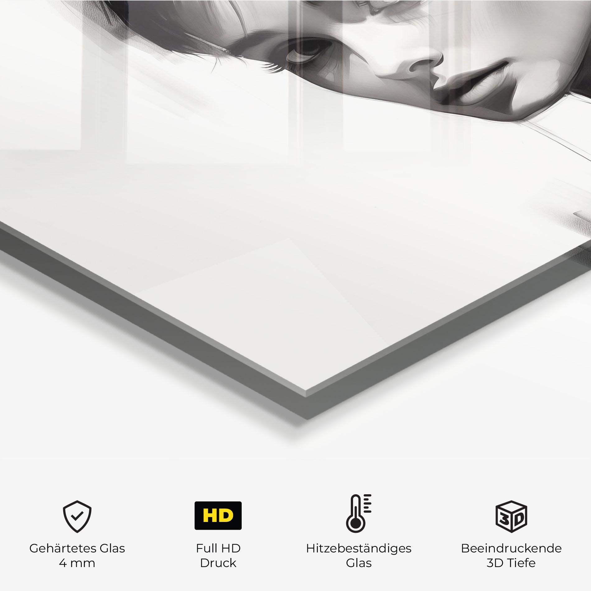 Küchenrückwand Glas Hepburn Portrait mockup 2