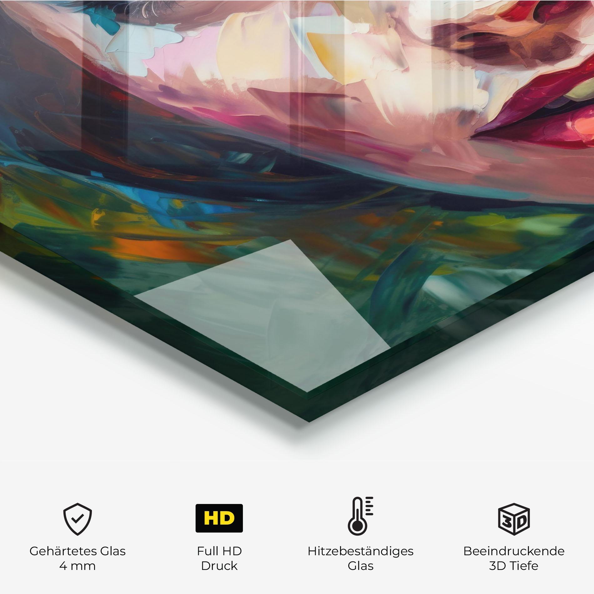 Küchenrückwand Glas Intense Blue Eyes Woman mockup 2